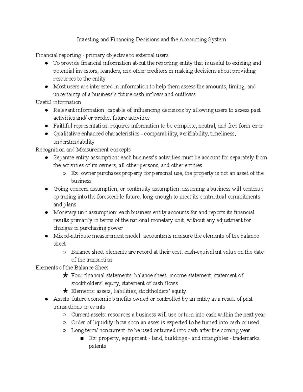Chapter 2 Notes Honors Financial Accounting - ACCT 2901 - Temple ...