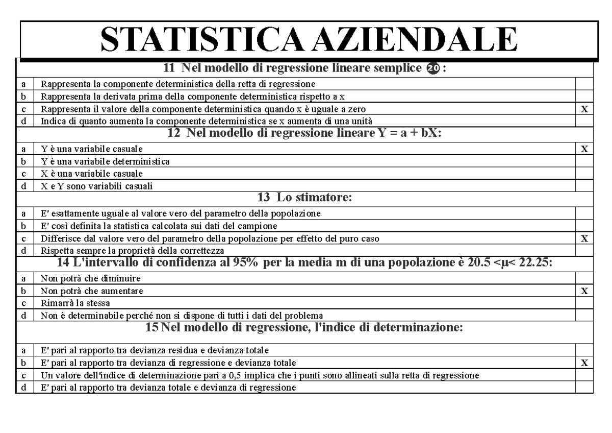 Statistica Aziendale - STATISTICA AZIENDALE 11 Nel Modello Di ...