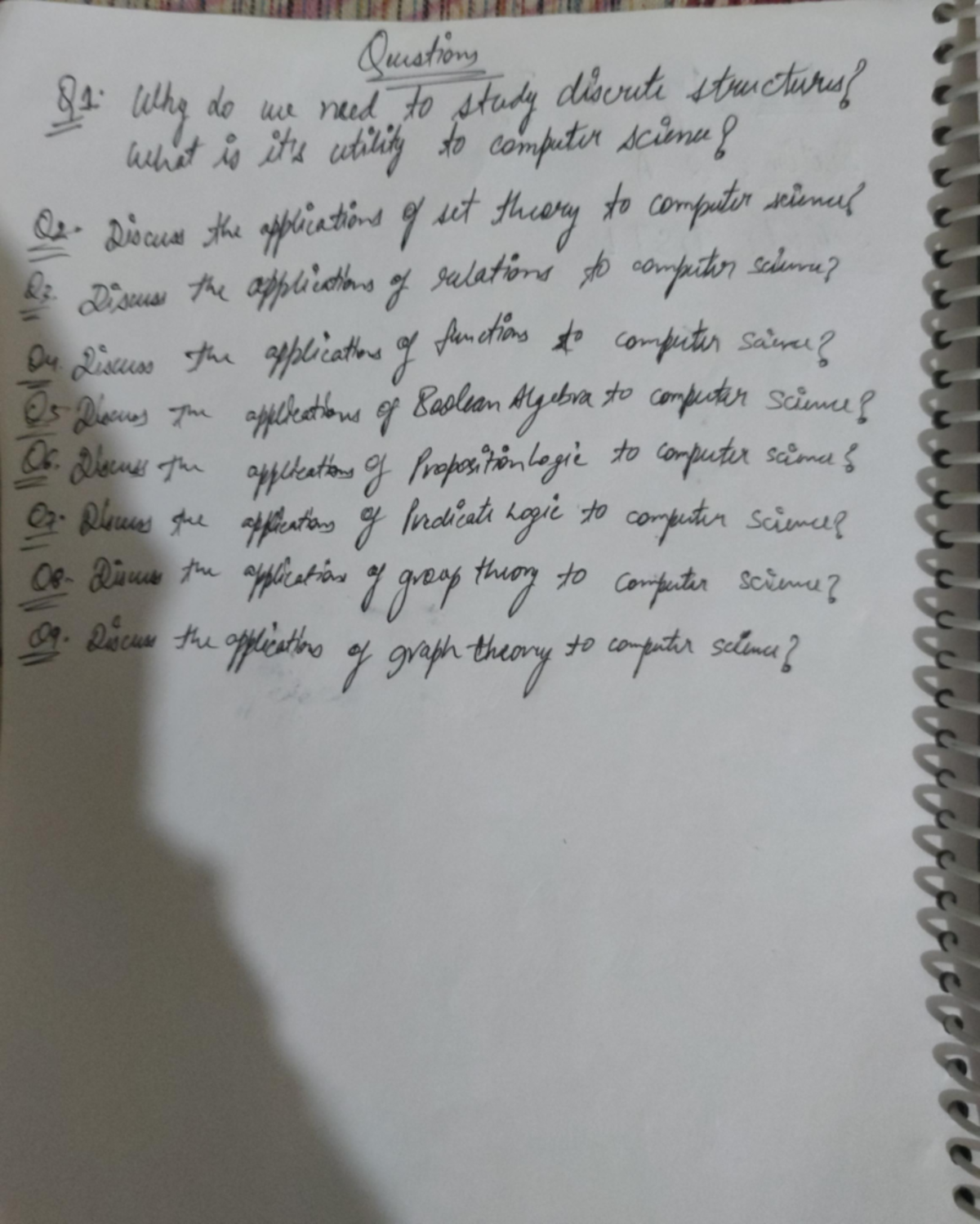 Dstl or Discrete mathematics unit 1 notes - Questions Q1. why do we ...