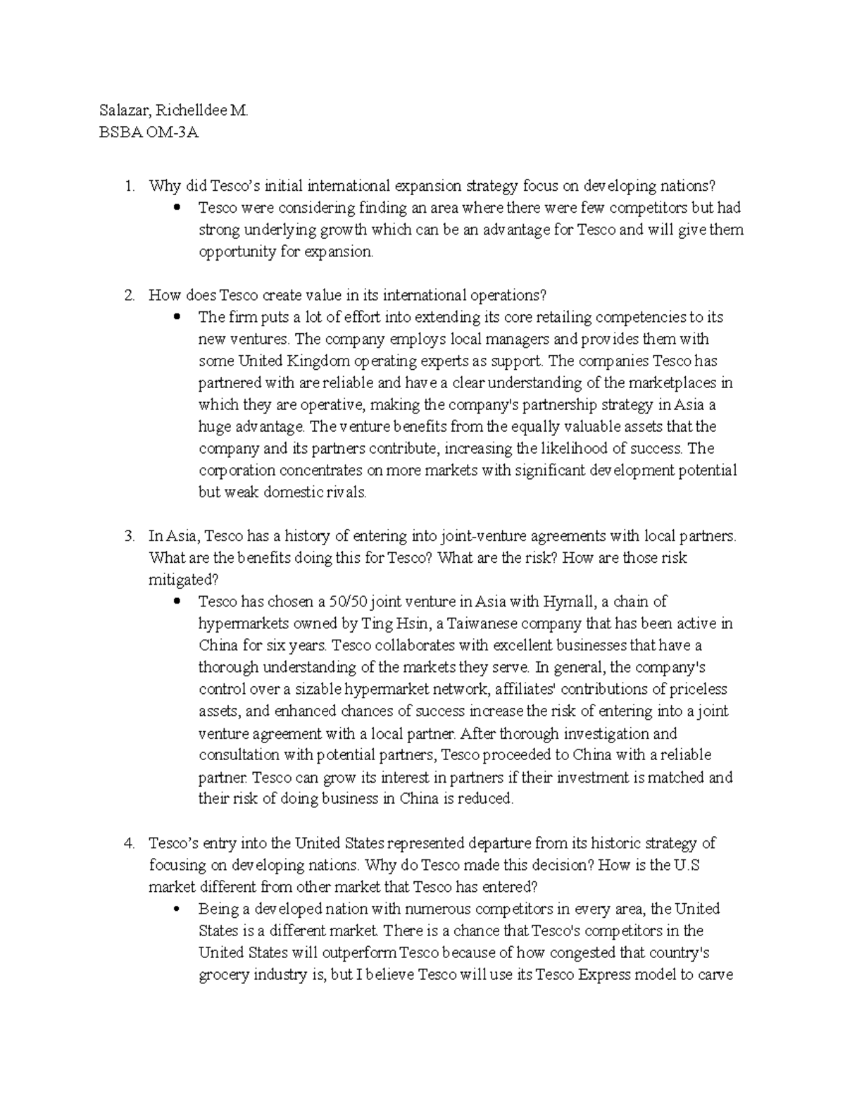 Salazar Task Performance 1(International Business and trade) - Salazar ...