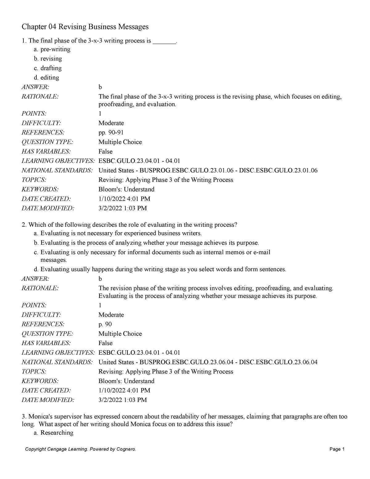 Chapter 04 Revising Business Messages - Chapter 04 Revising Business ...