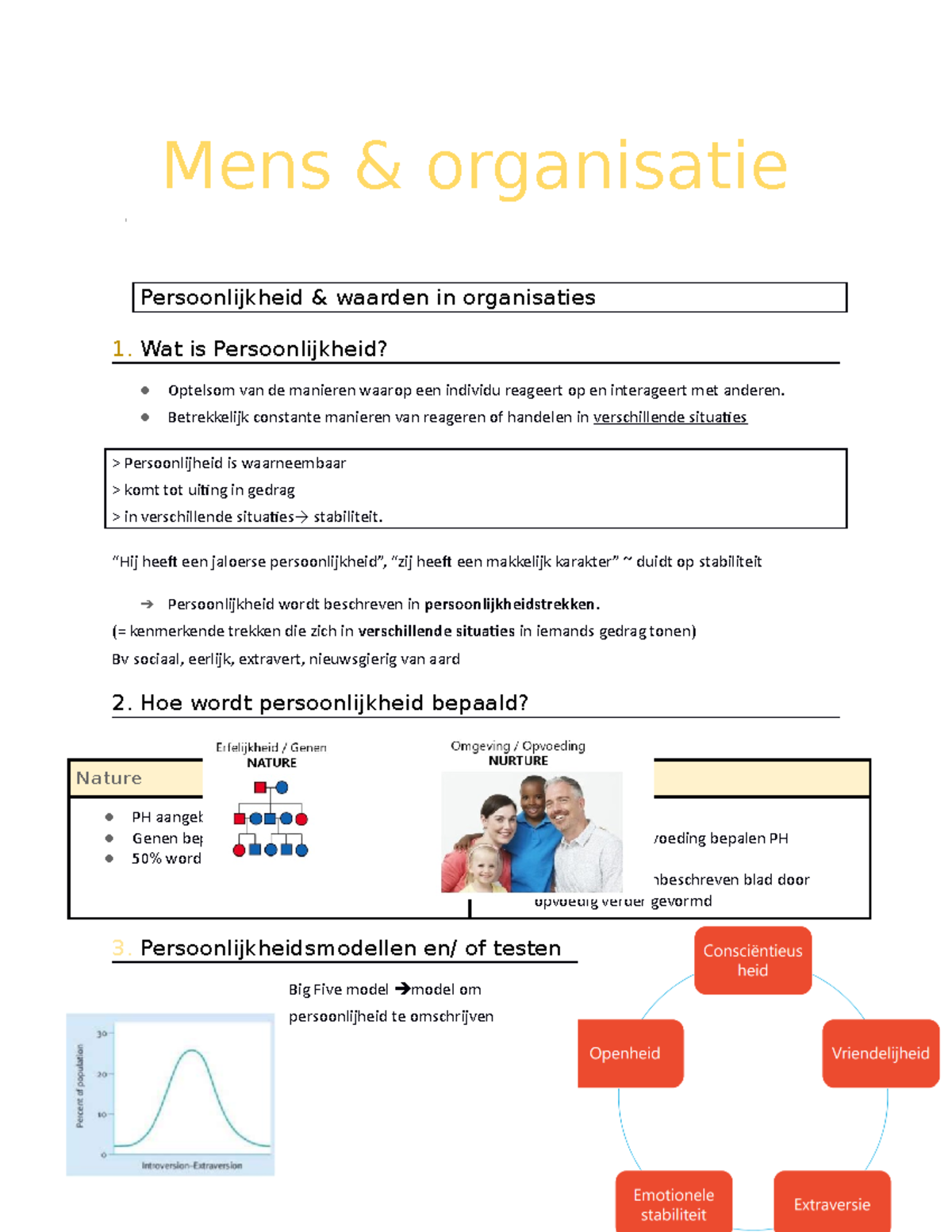 Les 3 Persoonlijkheid En Waarden - Mens & Organisatie Persoonlijkheid ...