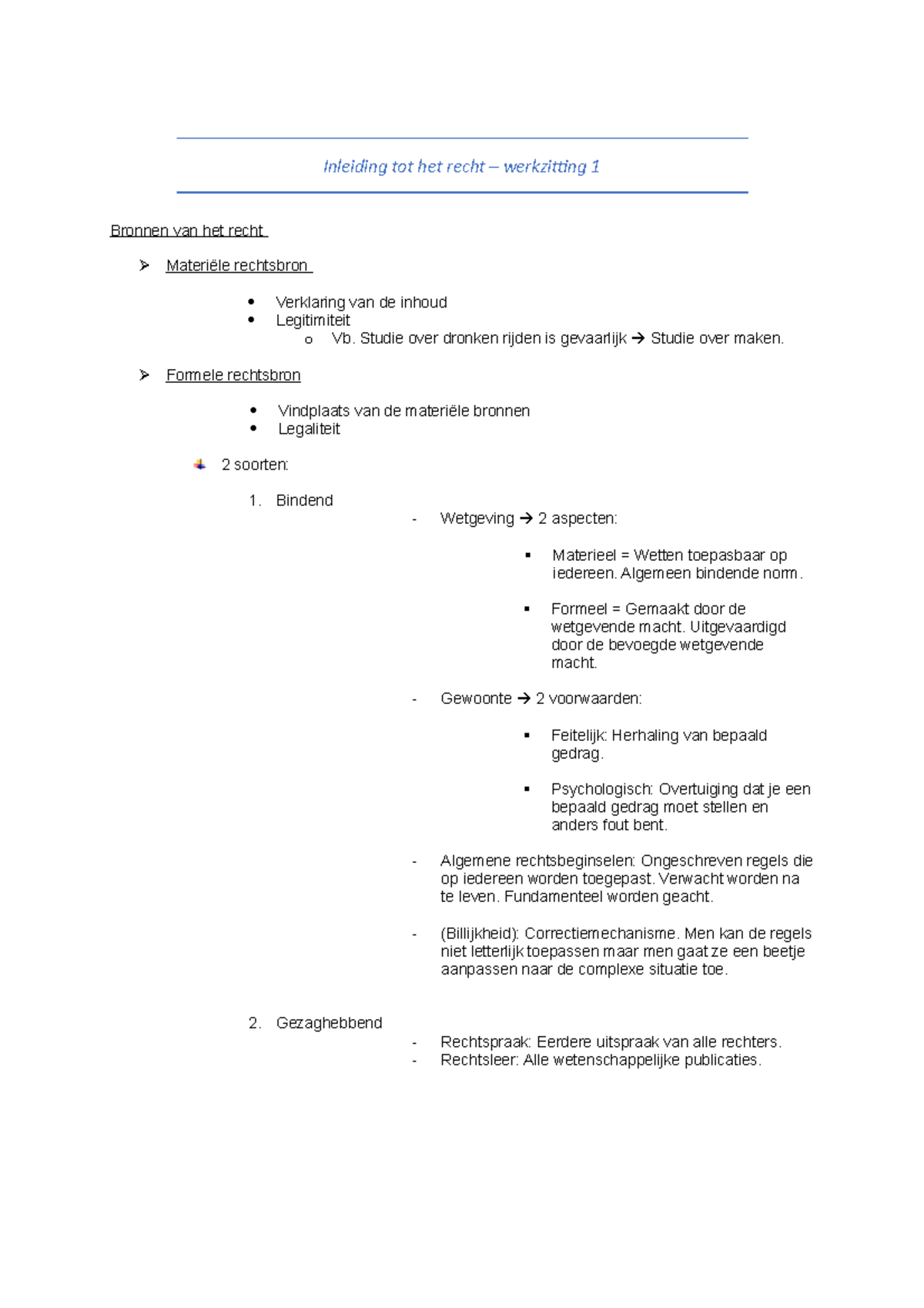 Werkzitting 1 - Inleiding Tot Het Recht - Inleiding Tot Het Recht ...