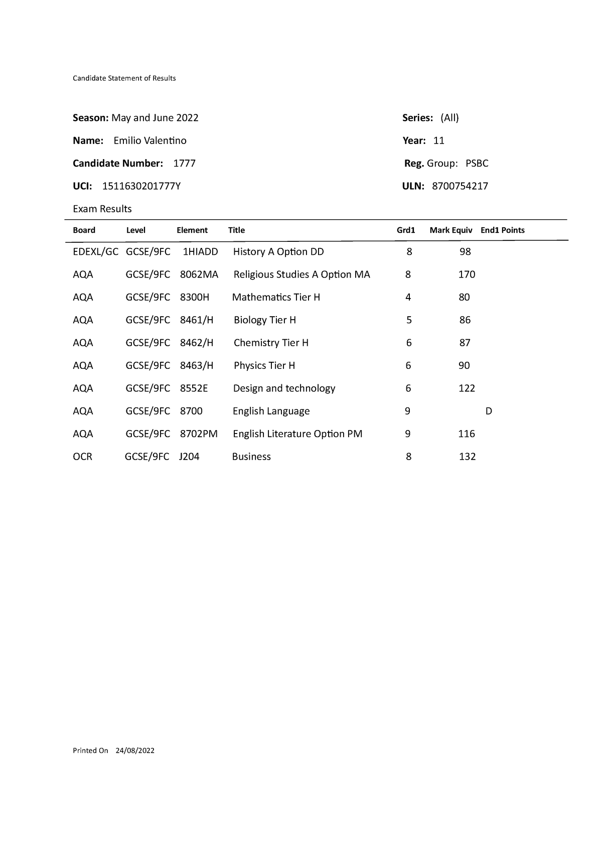 gcse-results-candidate-statement-of-results-season-may-and-june-2022