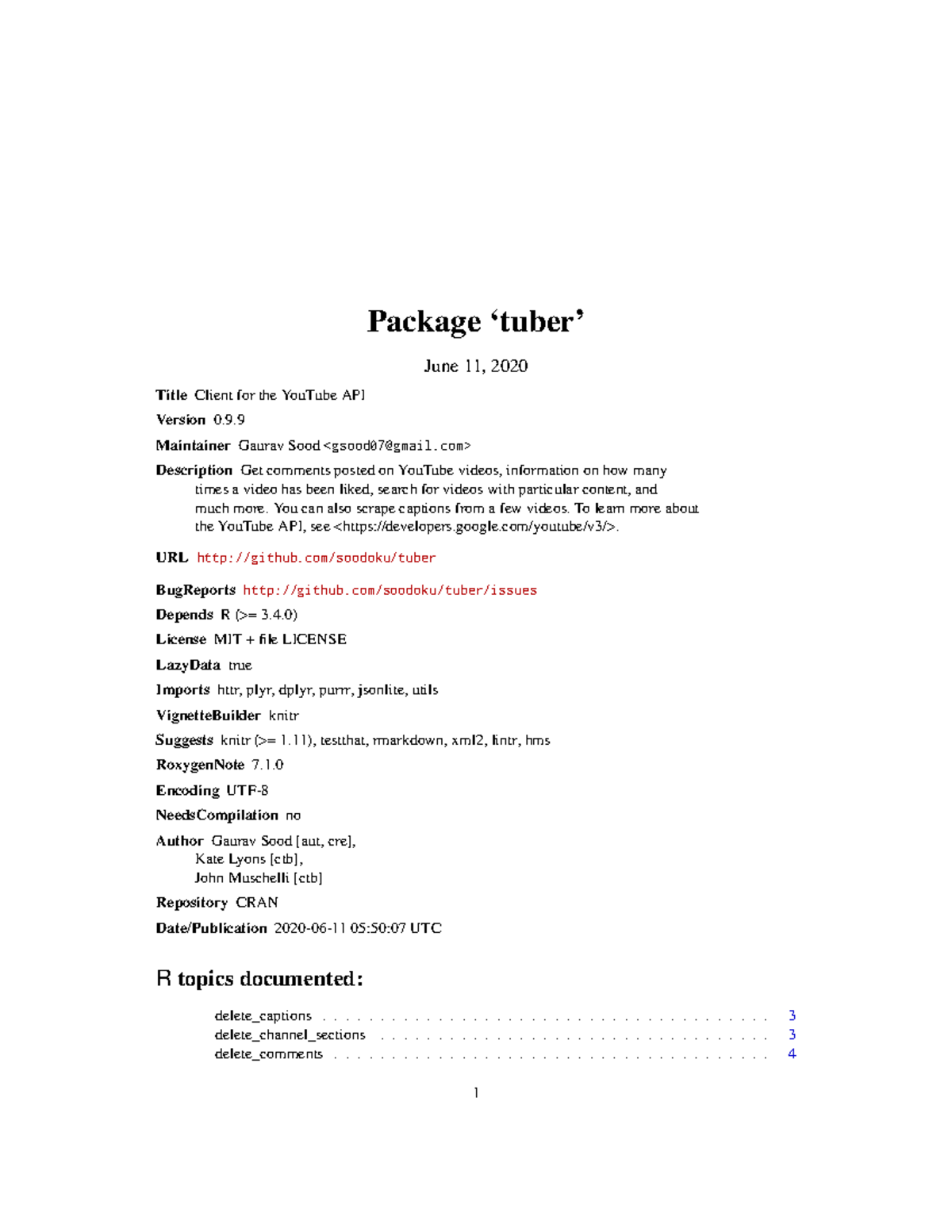 Tuber - Business Analytics in R - Package ‘tuber’ June 11, 2020 ...