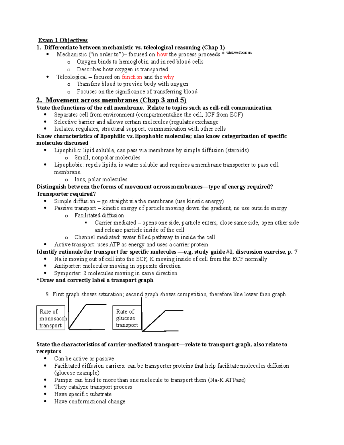 Exam 1 review sheet - Lecture notes Unit 1 - .Exam 1 Objectives ...