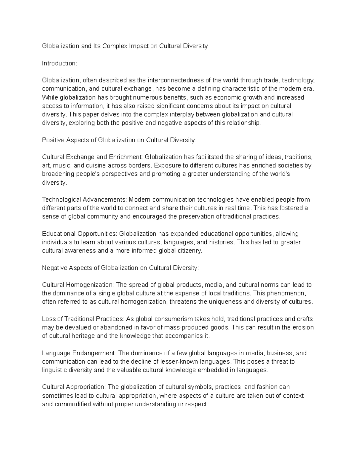 Globilization Paper - Summary Hist Sem: - Globalization and Its Complex ...