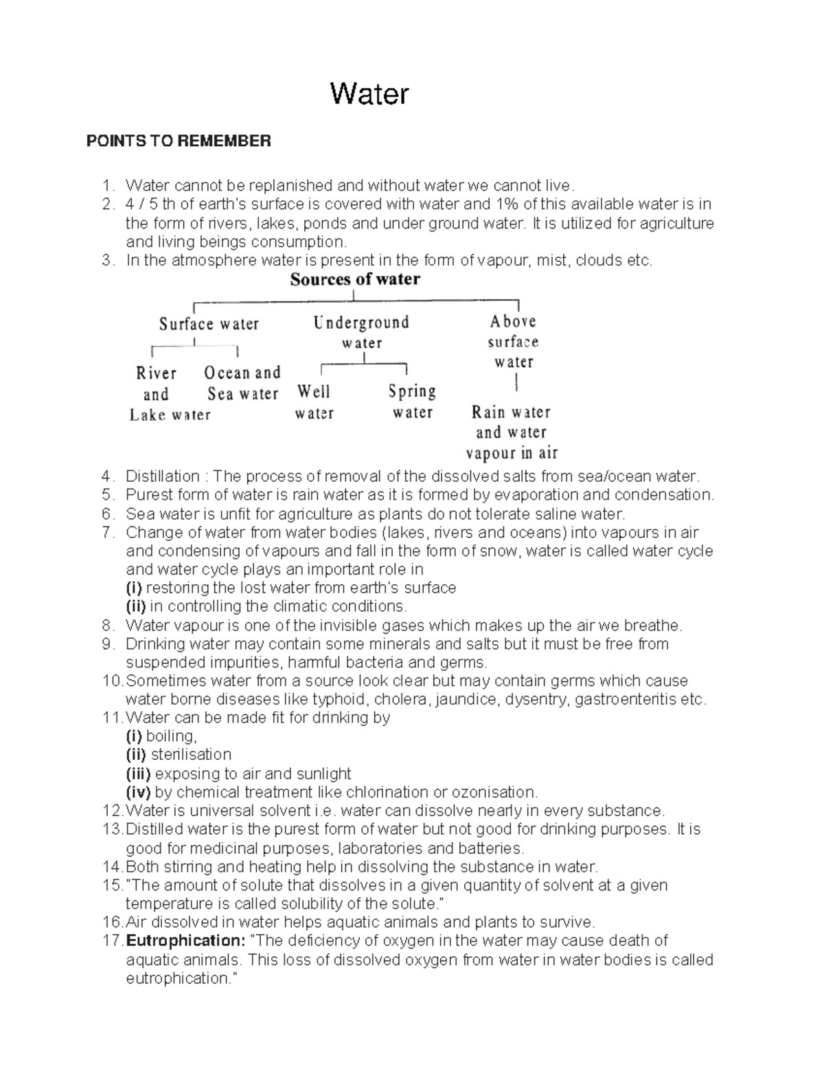 Water - ncertbooksolutions POINTS TO REMEMBER 1. Water cannot be ...