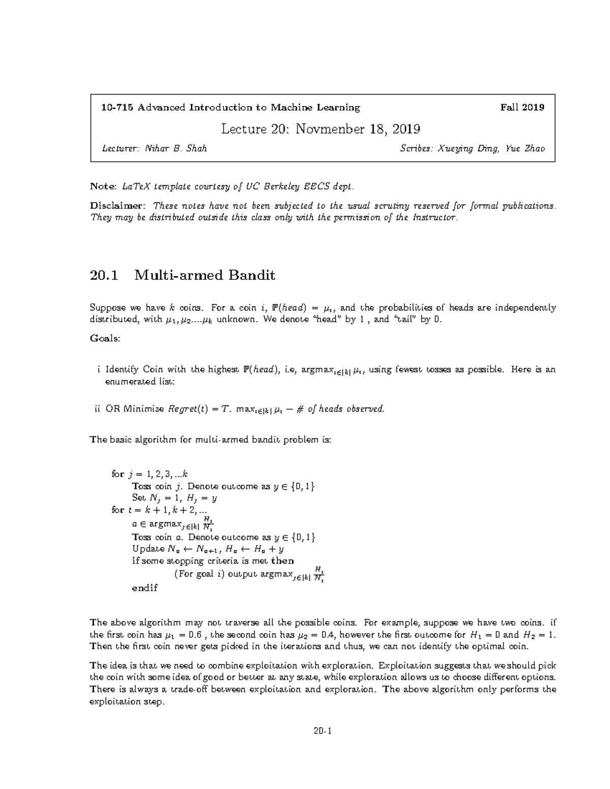11-18 - good notes - 10-715 Advanced Introduction to Machine Learning ...