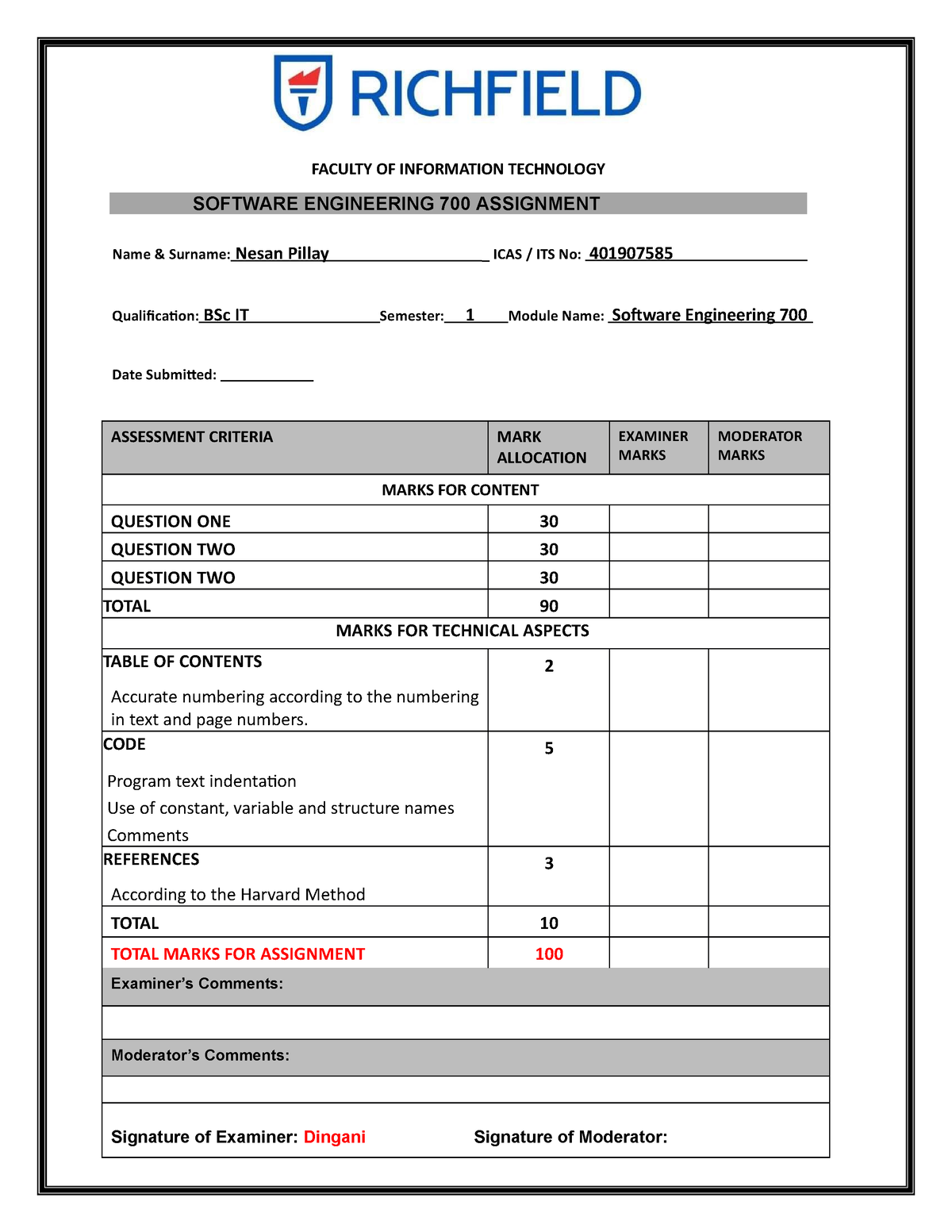 Software Engineering 700 Assignment 2 - FACULTY OF INFORMATION ...