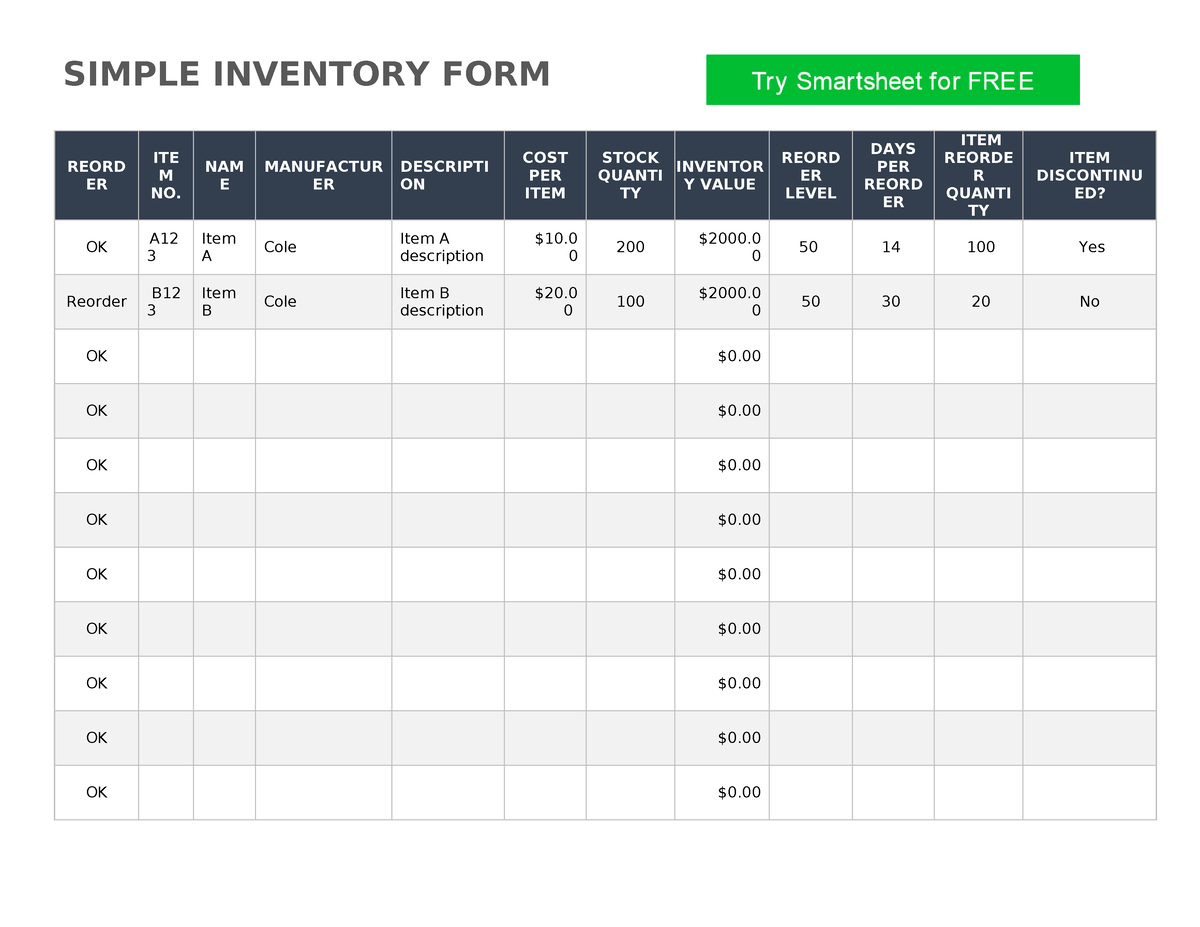 IC-Simple-Inventory-Form-11311 WORD - SIMPLE INVENTORY FORM REORD ER ...