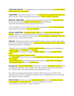 ICOM Reviewer - ICOM REVIEWER: Computing Device: is an electronic ...