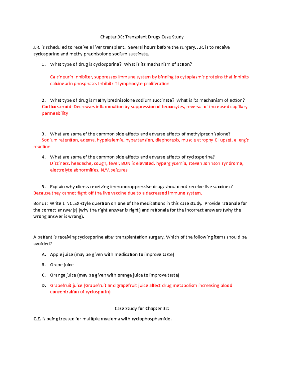Chapter 30, 32, 33, 34 combined class case studies answers - Chapter 30 ...