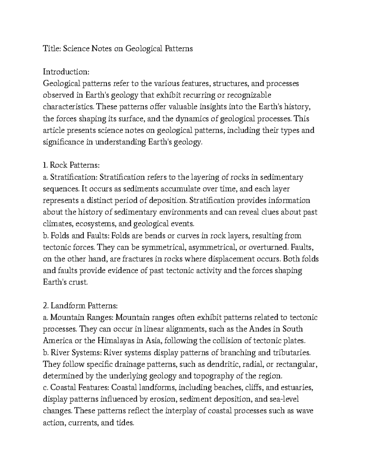 Title Science Notes on Geological Patterns - Studocu
