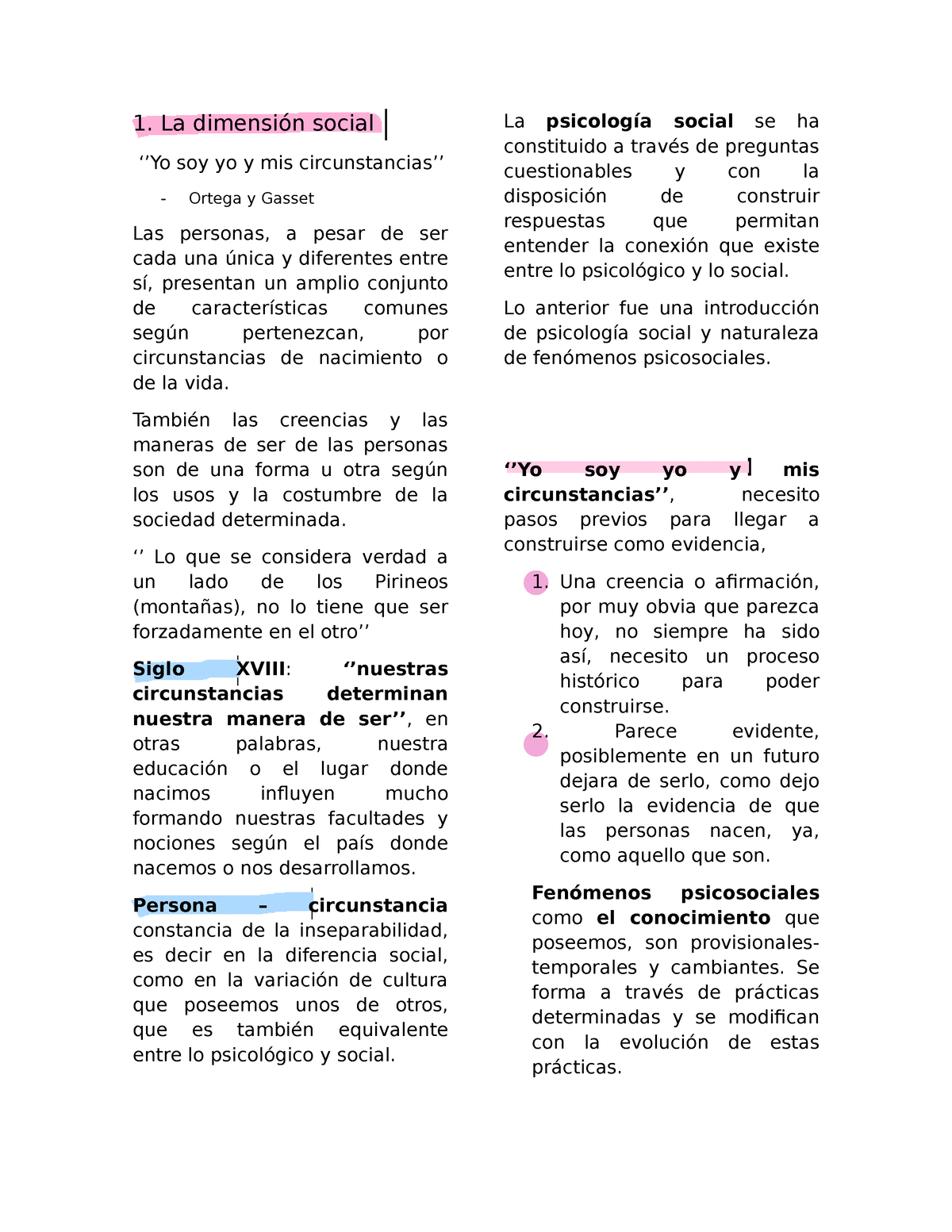 La Dimensión Social 1 La Dimensión Social ‘yo Soy Yo Y Mis