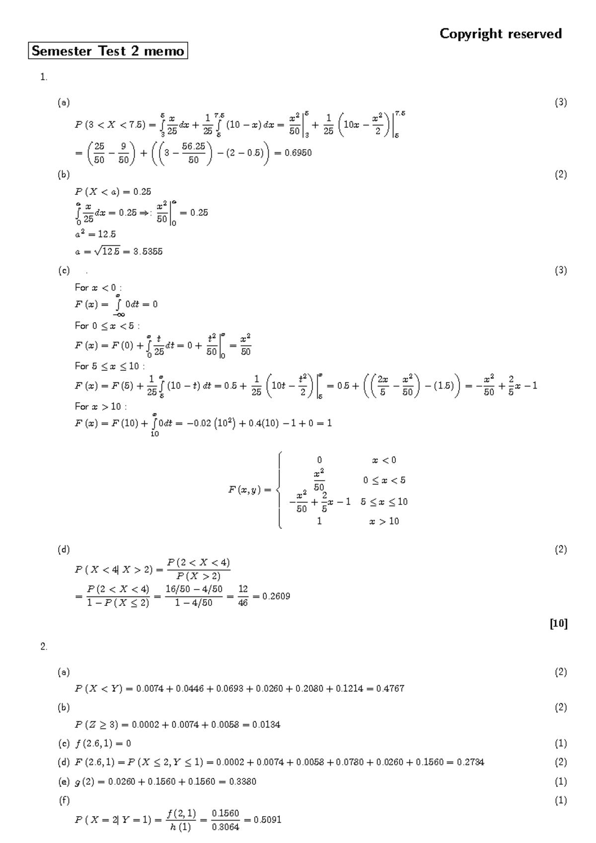 Semester Test 2 2023 MEMO - Copyright reserved Semester Test 2 memo 1 ...