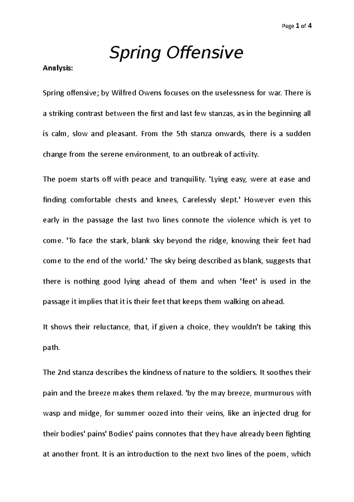 Spring Offensive - Owen conveyed a realistic ideal, wrought with ...