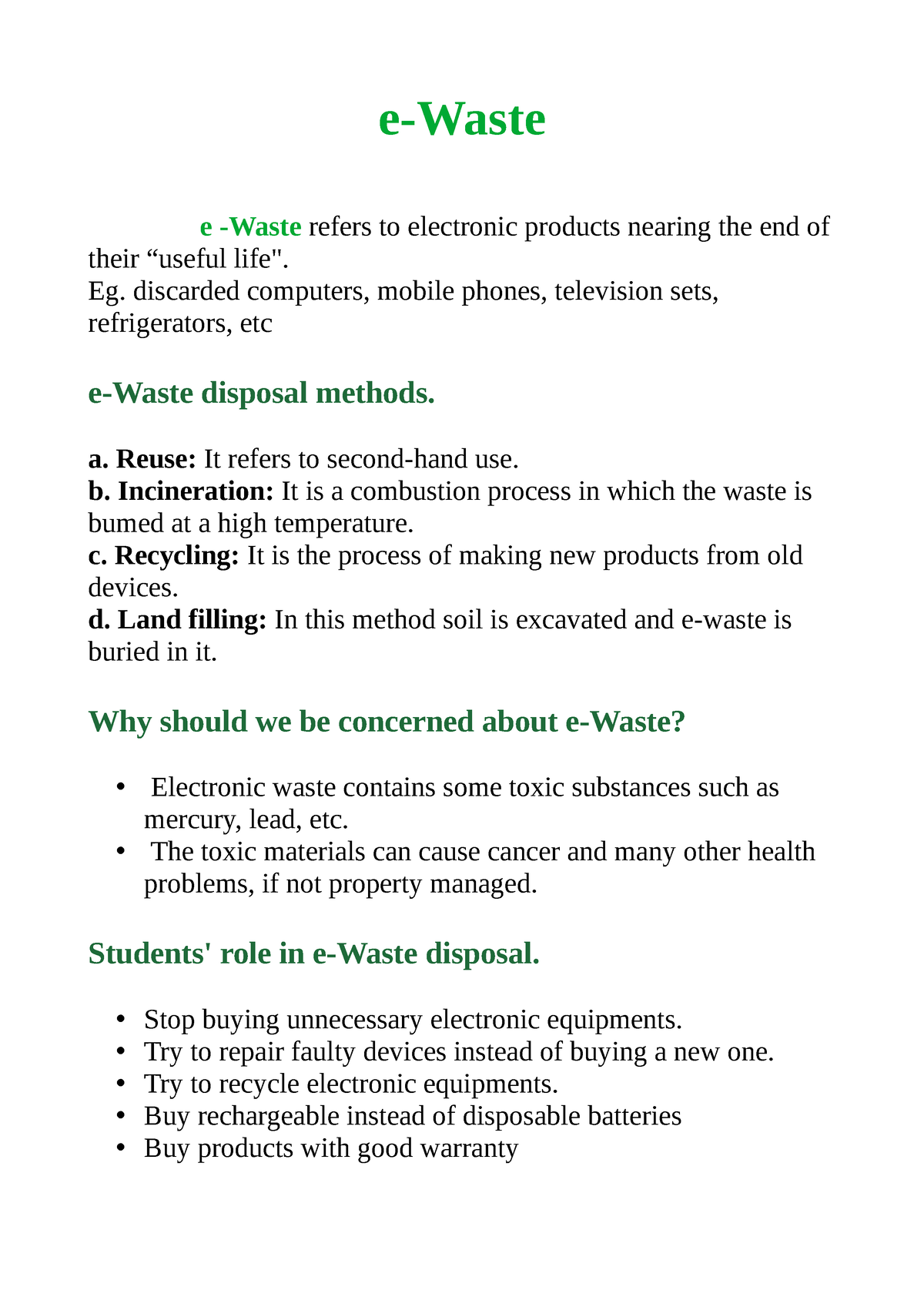 e waste thesis statement