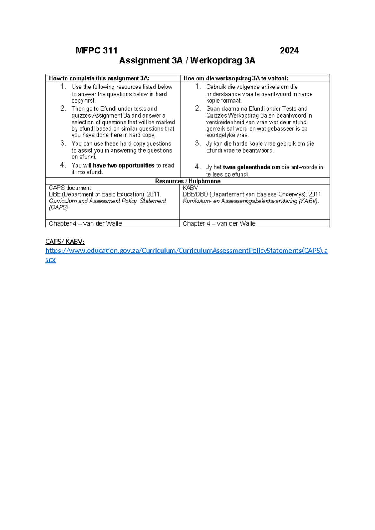 MFPC 311 Ass 3A 2024 - MFPC 311 2024 Assignment 3A / Werkopdrag 3A How ...