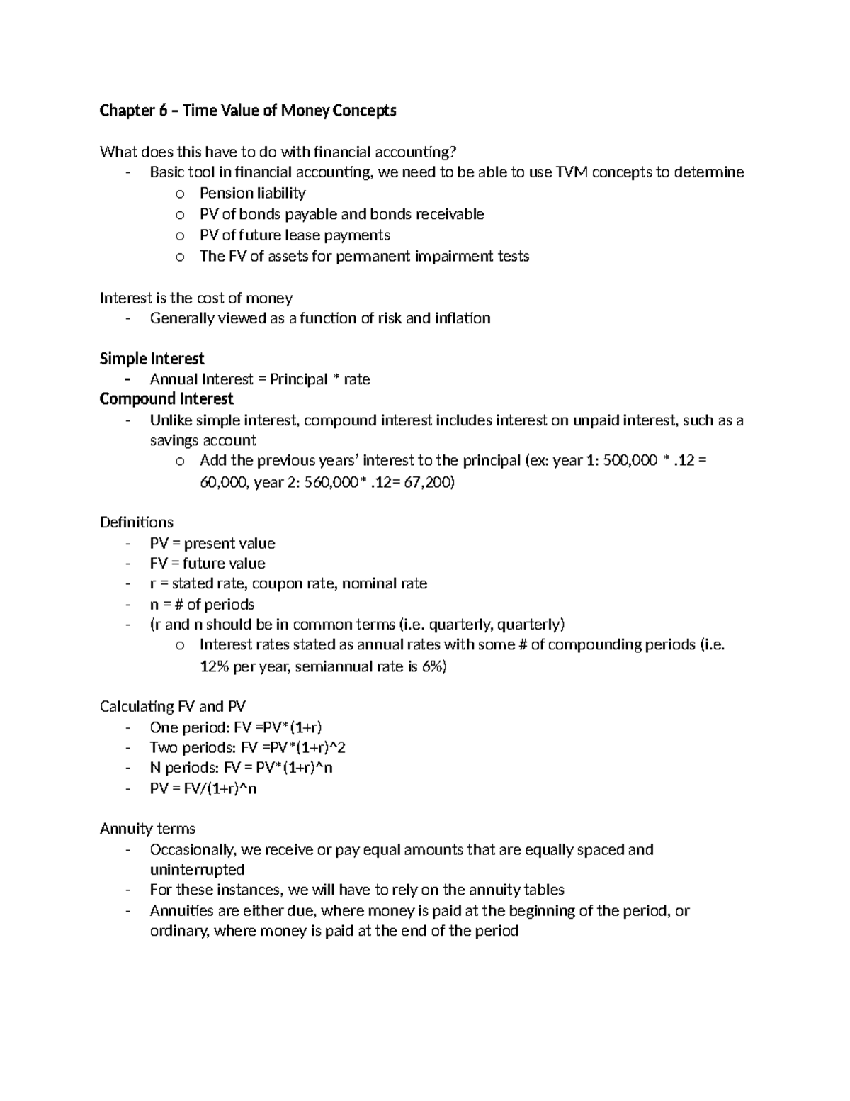 Acc 472 Exam 2 Guide - Chapter 6 – Time Value of Money Concepts What ...
