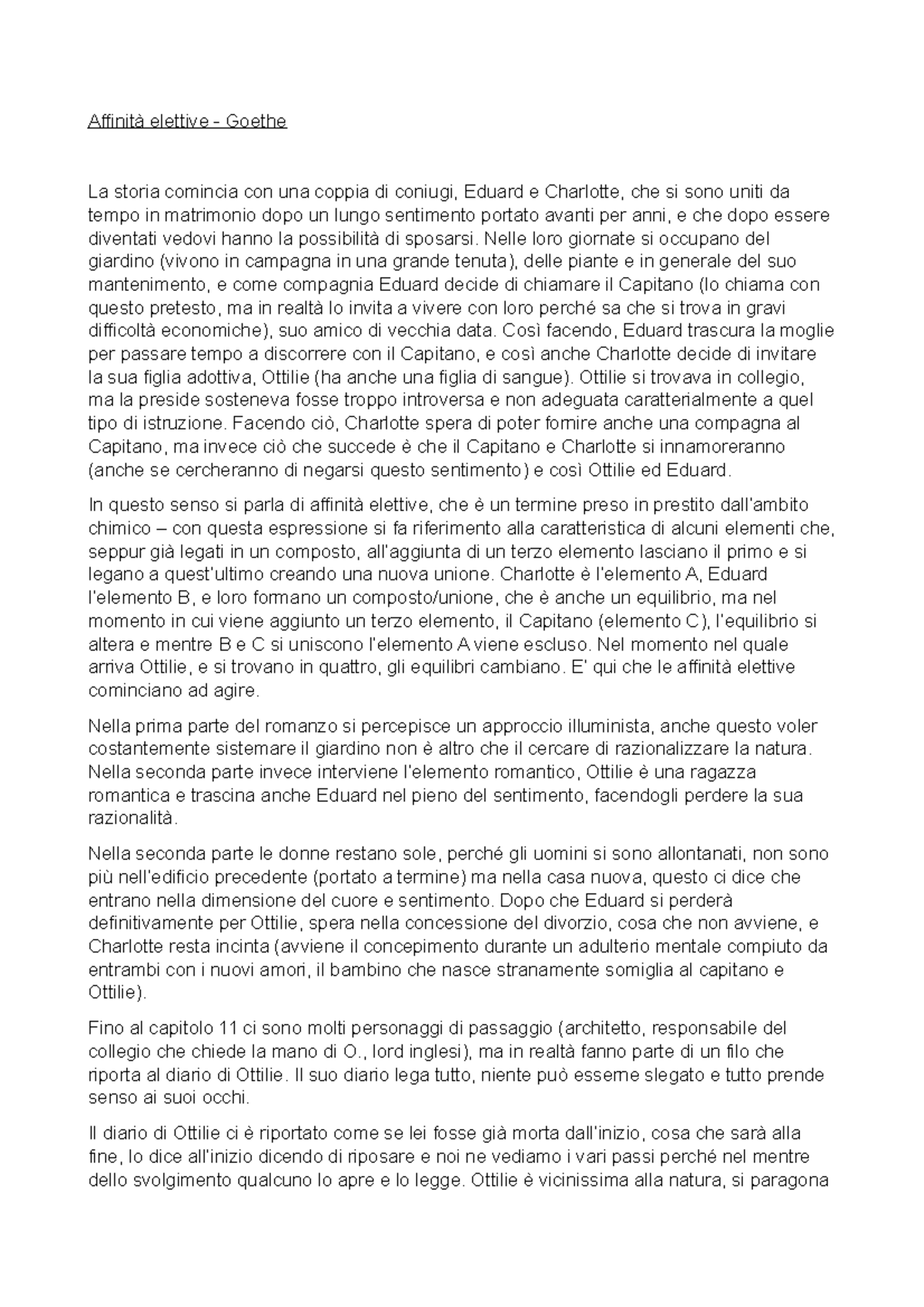 Le affinità elettive - Goethe - Affinità elettive - Goethe La storia ...