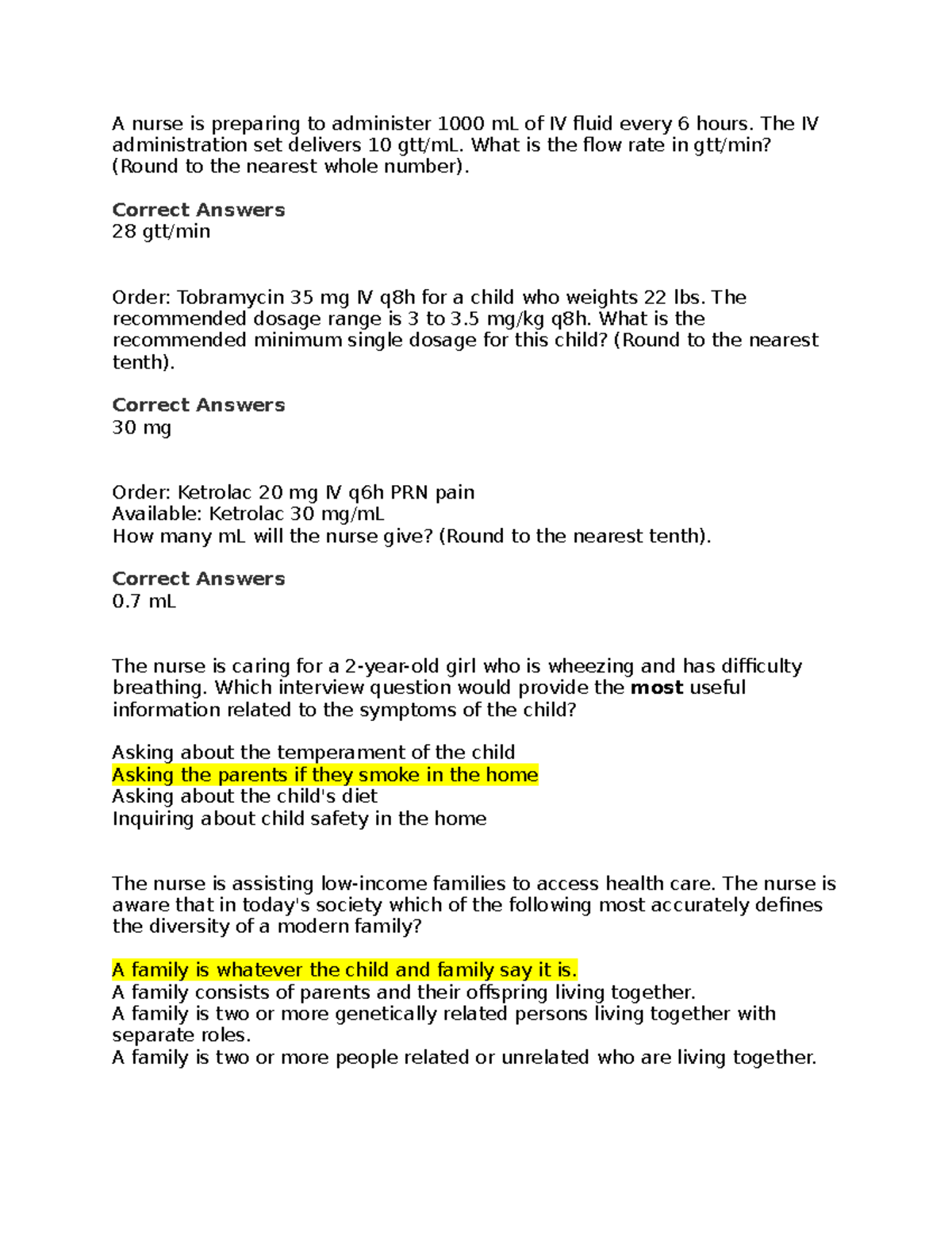 Peds Exam 1 - note - A nurse is preparing to administer 1000 mL of IV ...