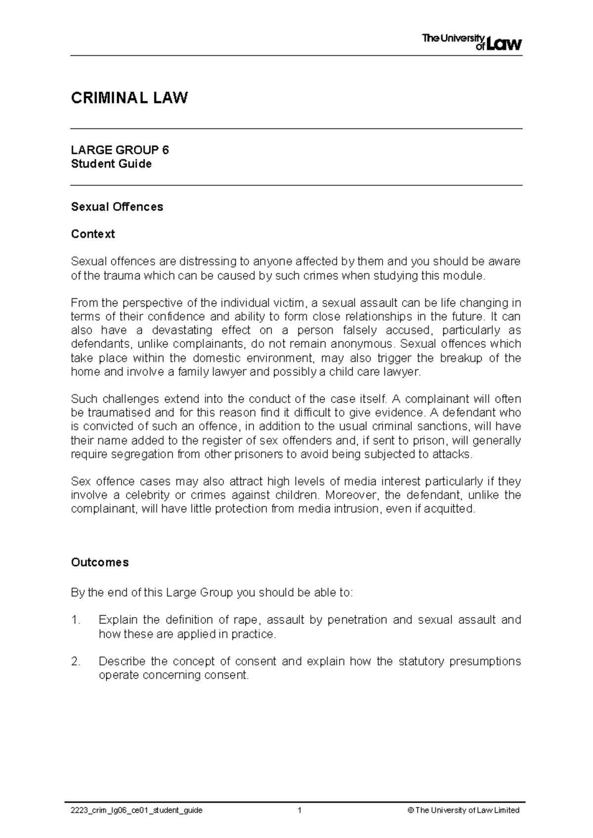 2223 crim lg06 ce01 student guide - CRIMINAL LAW LARGE GROUP 6 Student ...