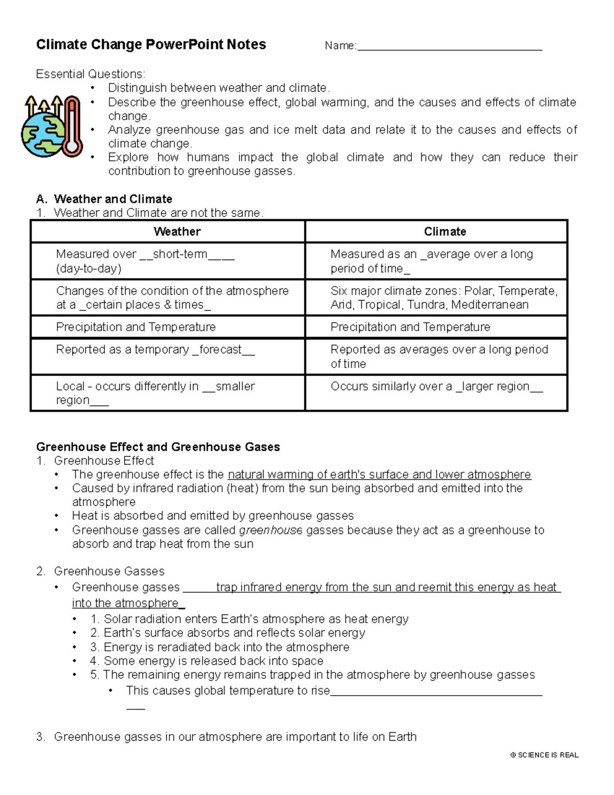 Parris Finch - Handout for Climate Change Power Point Notes - Climate ...