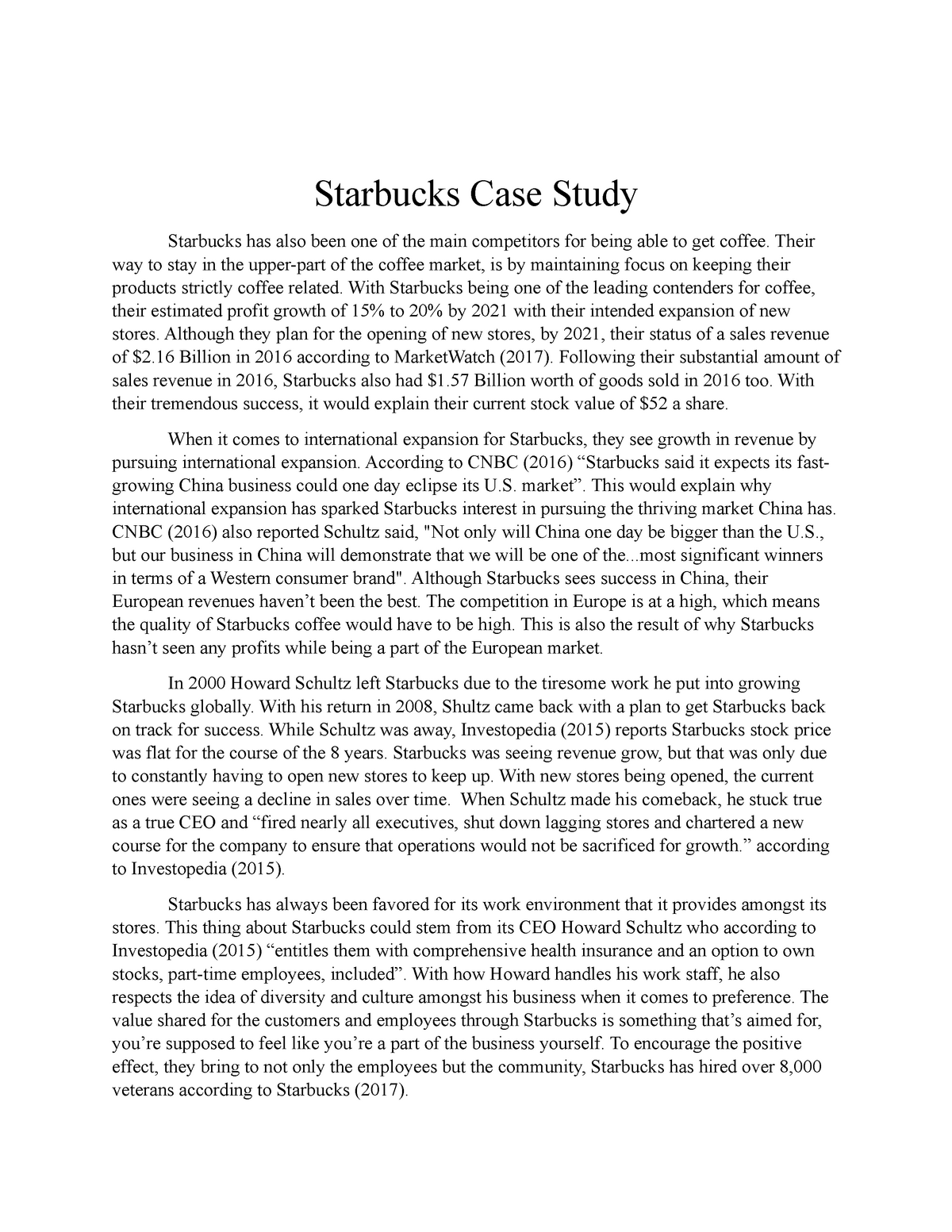 starbucks case study summary
