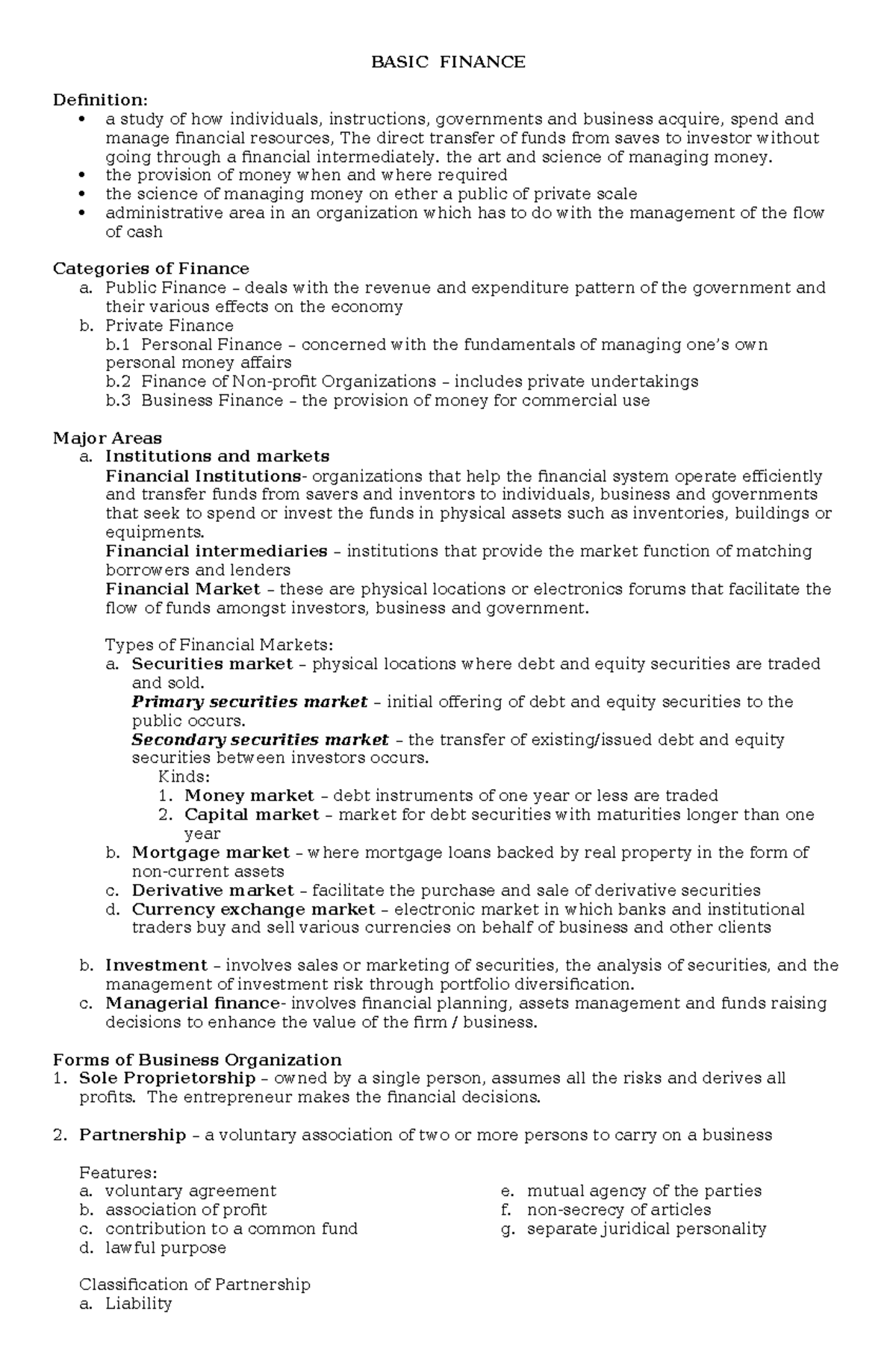 74954779-Basic-Finance - BASIC FINANCE Definition: a study of how ...