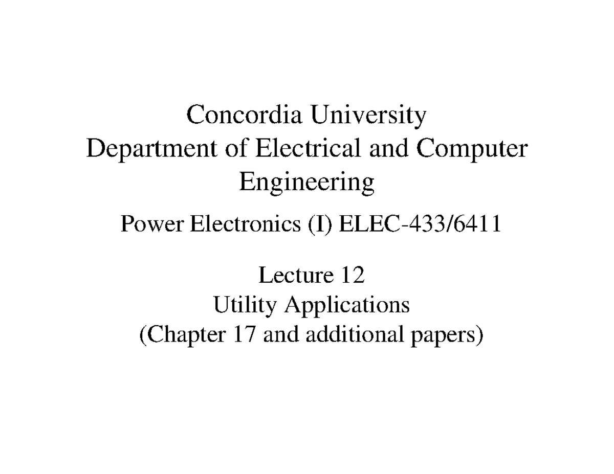 Utility applications - Concordia University Department of Electrical ...