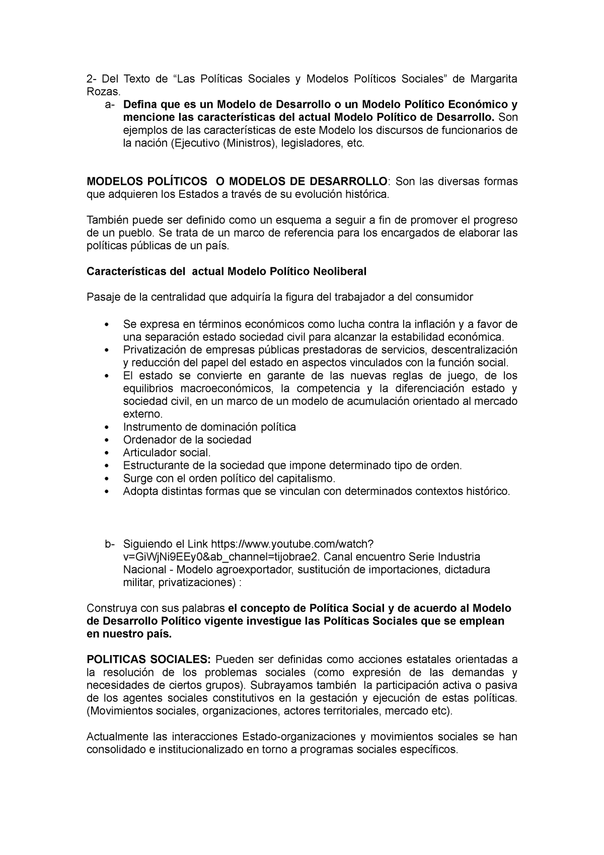 Tp 4 Punto 2 A Y B - Trabajo Social - Sociología - Studocu