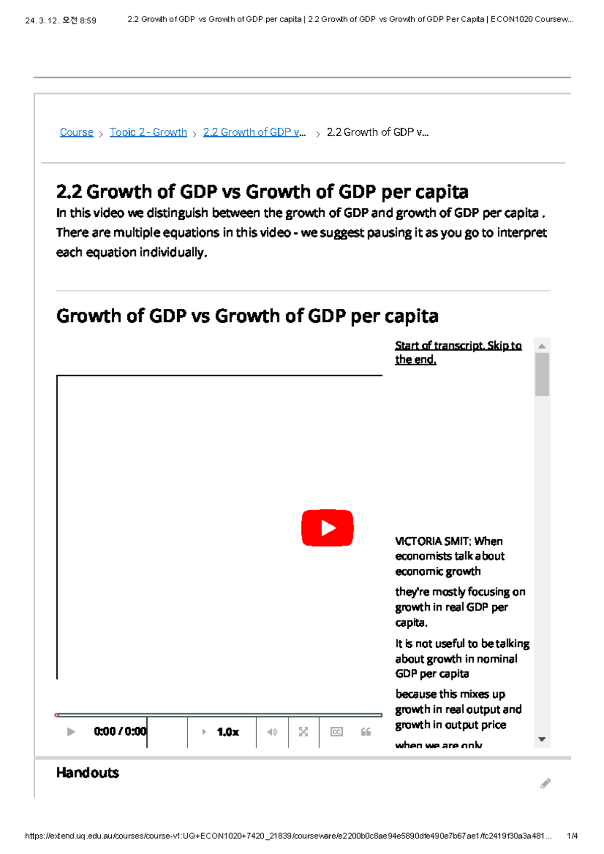 2.2 Growth of GDP vs Growth of GDP per capita 2.2 Growth of GDP vs ...