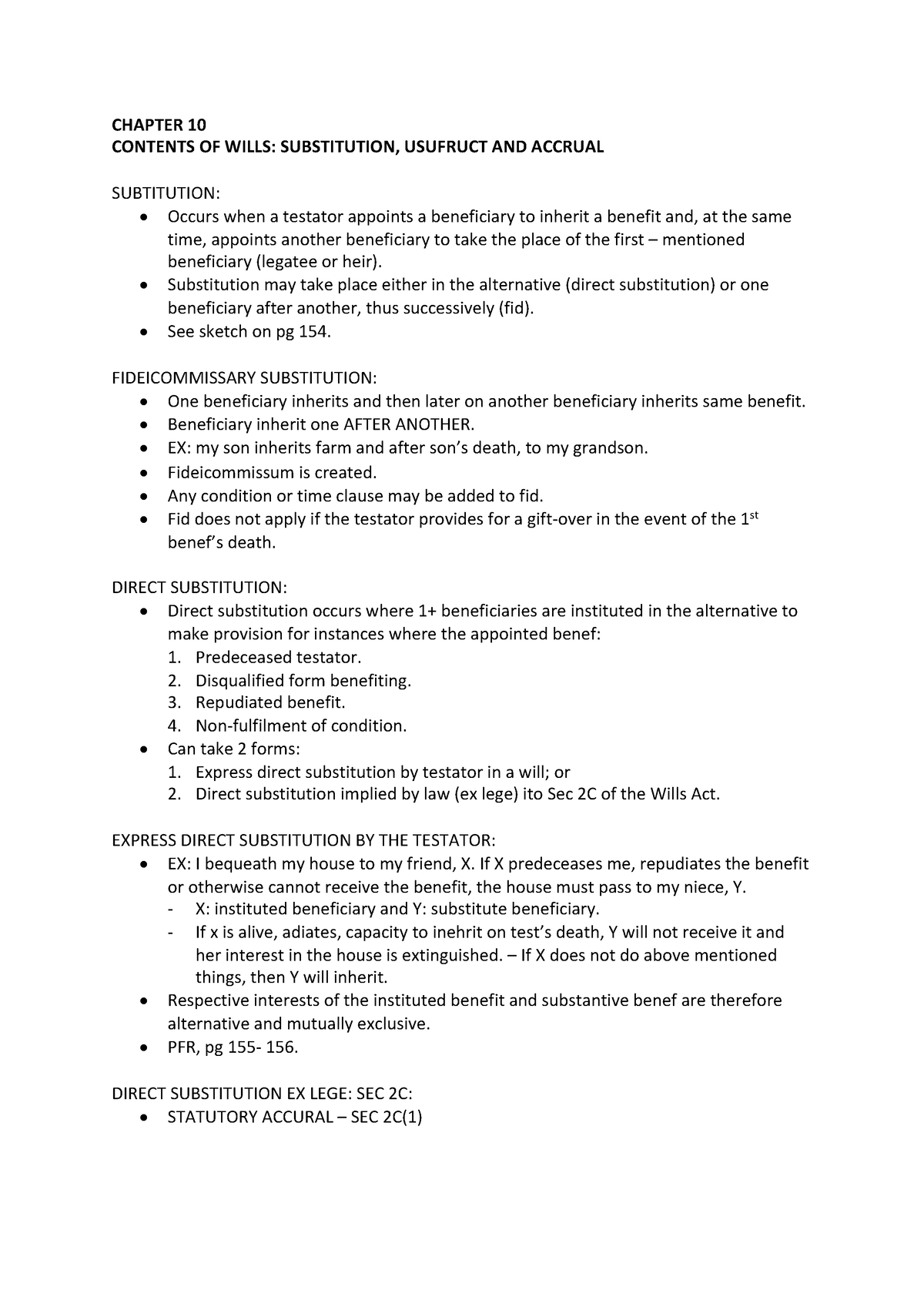 Chapter 10 Contents OF Wills Substitution, Usufruct AND Accrual ...