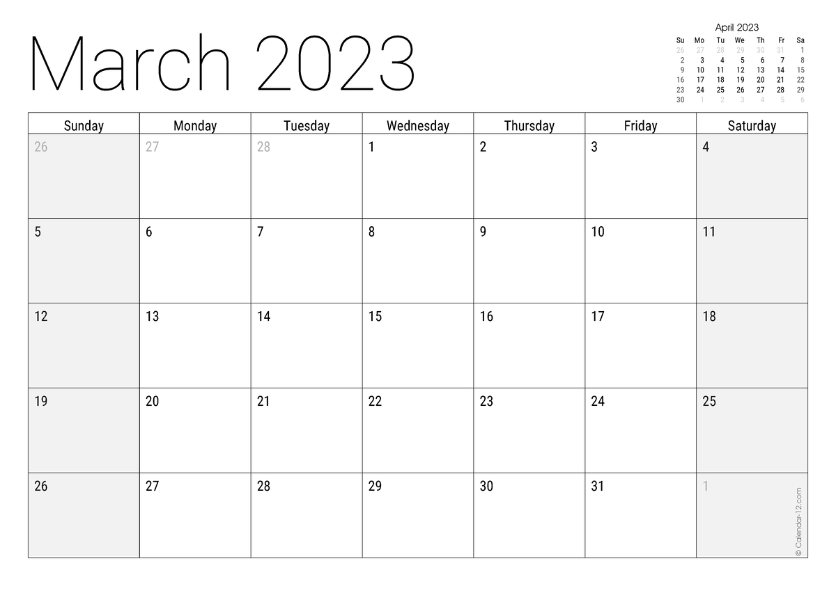 March 2023 - February 2024 - Sunday Monday Tuesday Wednesday Thursday ...