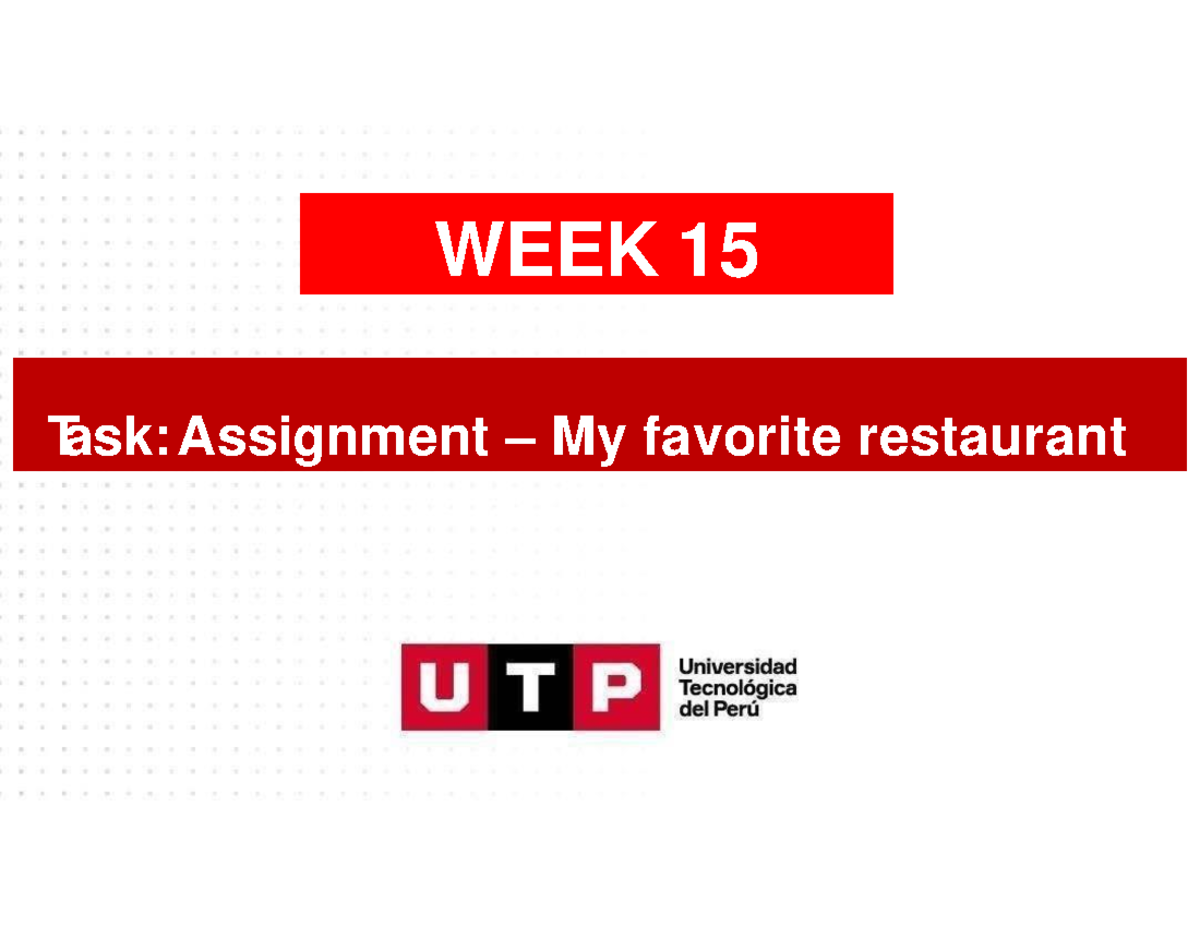 TASK Assigment-week 15 - WEEK 15 Task: Assignment – My favorite ...