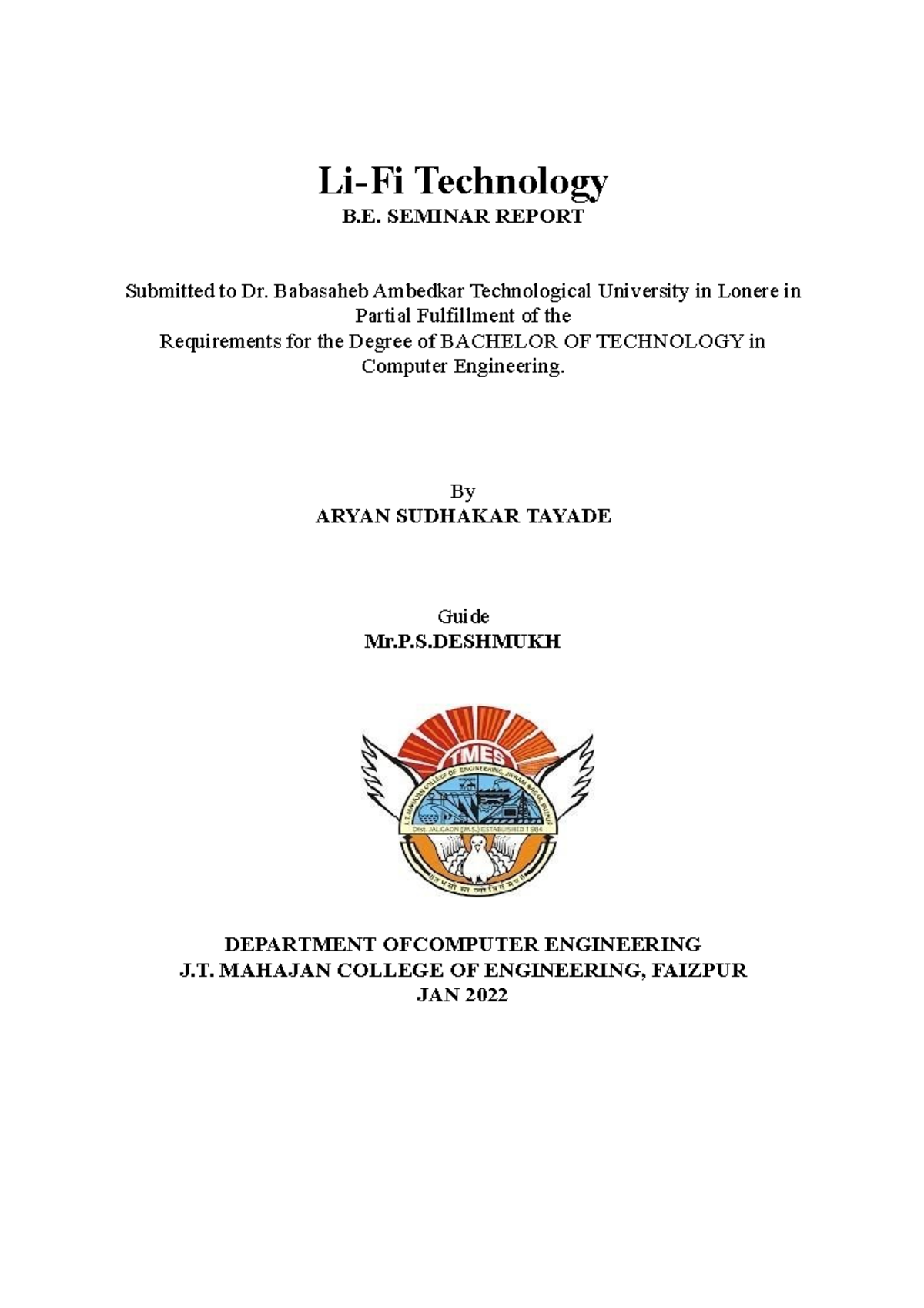 ECE Li Fi Technology report converted - Li-Fi Technology B. SEMINAR ...