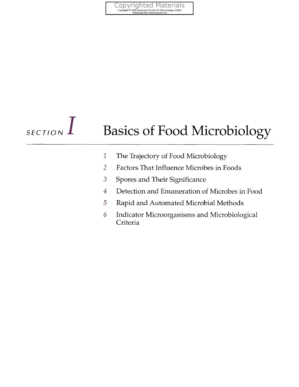 13963 01 - food mcb - SECTION I Basics of Food Microbiology ####### 2 ...