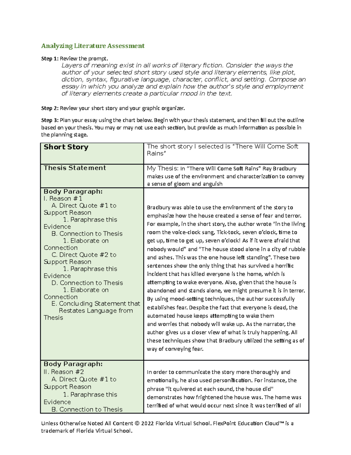 Analyzing Literature Assess Rubric - Studocu