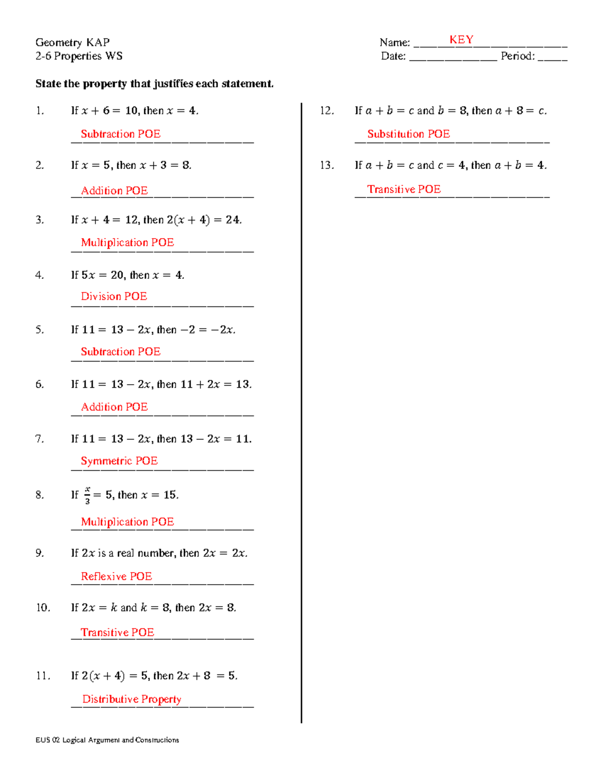 2-6 Properties Ws Key - Different Poes - Geometry Kap Name 