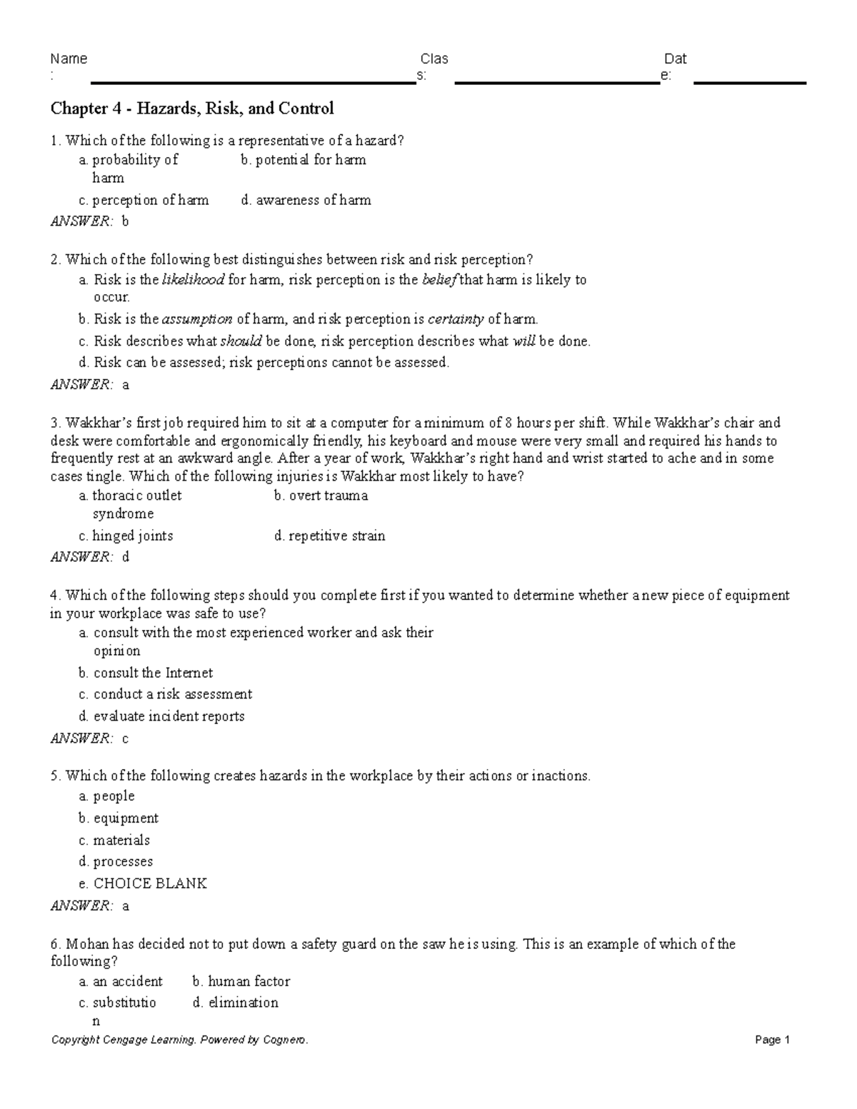 Chapter 4 Hazards Risk and Control - : s: e: Chapter 4 - Hazards, Risk ...