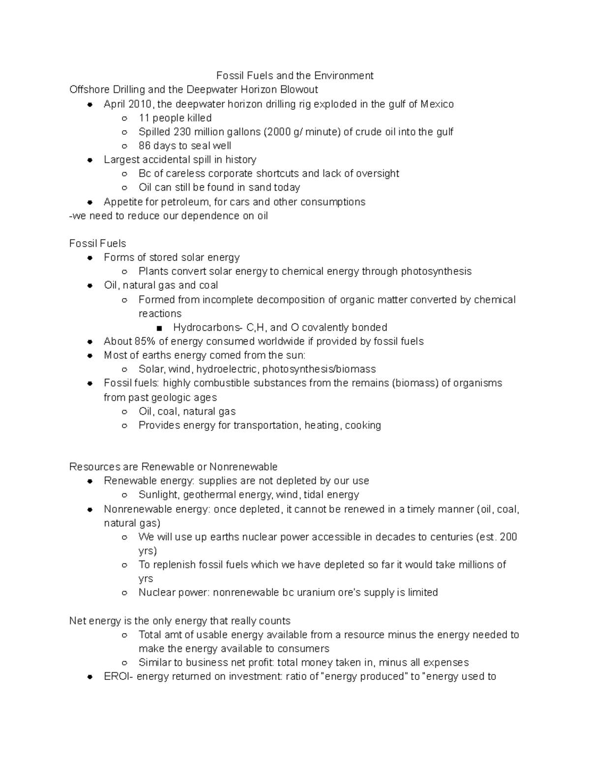 thesis statement examples for fossil fuels