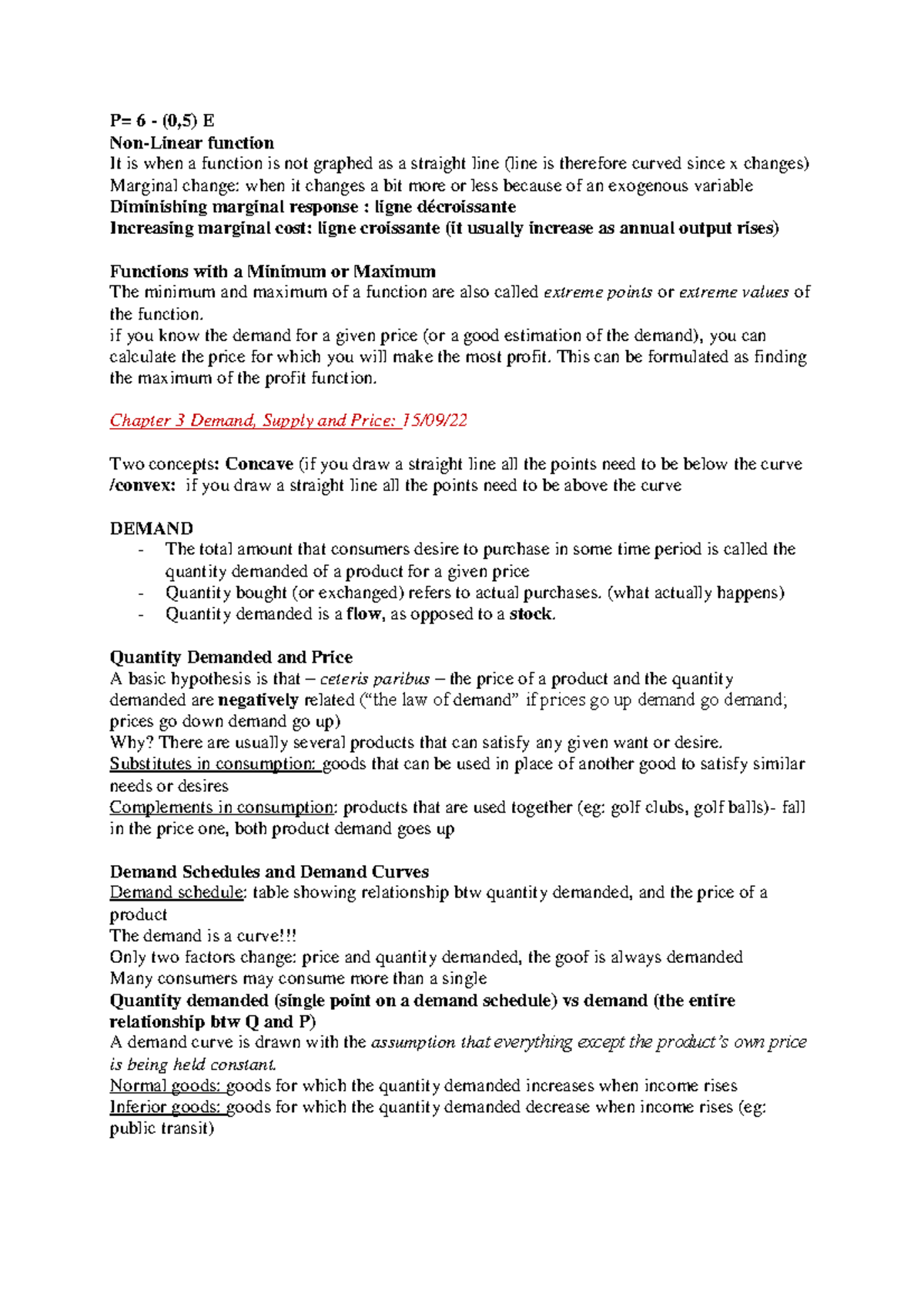 Chap 3 Econ 201 Nicolas LepageSaucier nicolasconcordia P= 6 (0