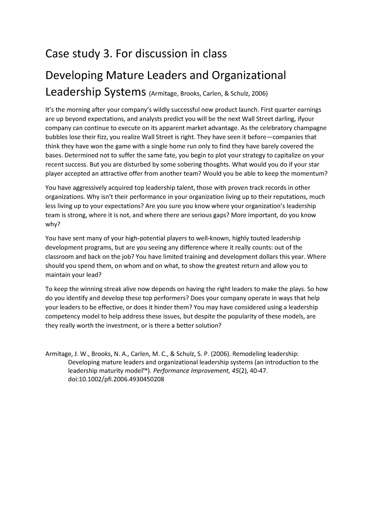 case study on leadership in organisation