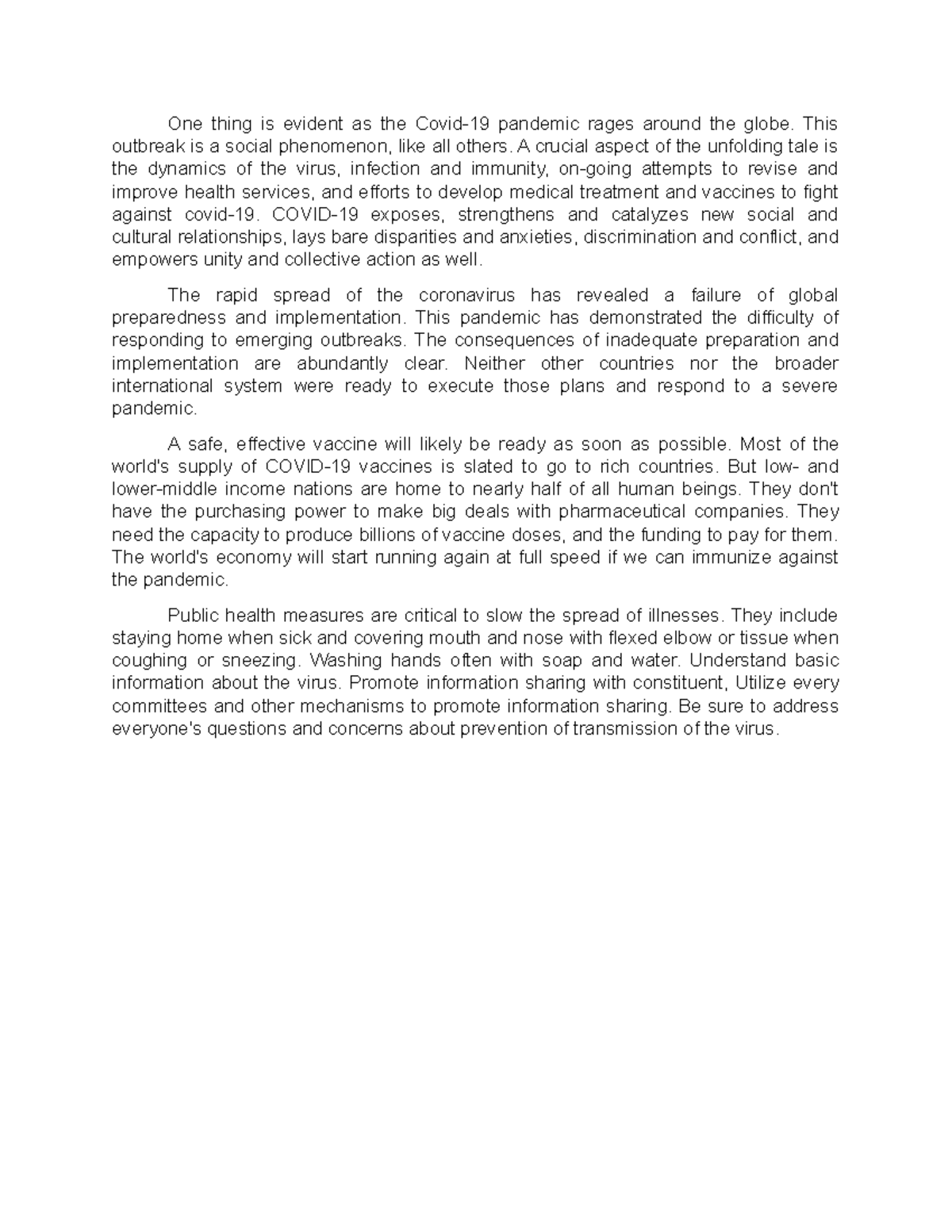 Blog - Lecture notes 12 - One thing is evident as the Covid-19 pandemic ...