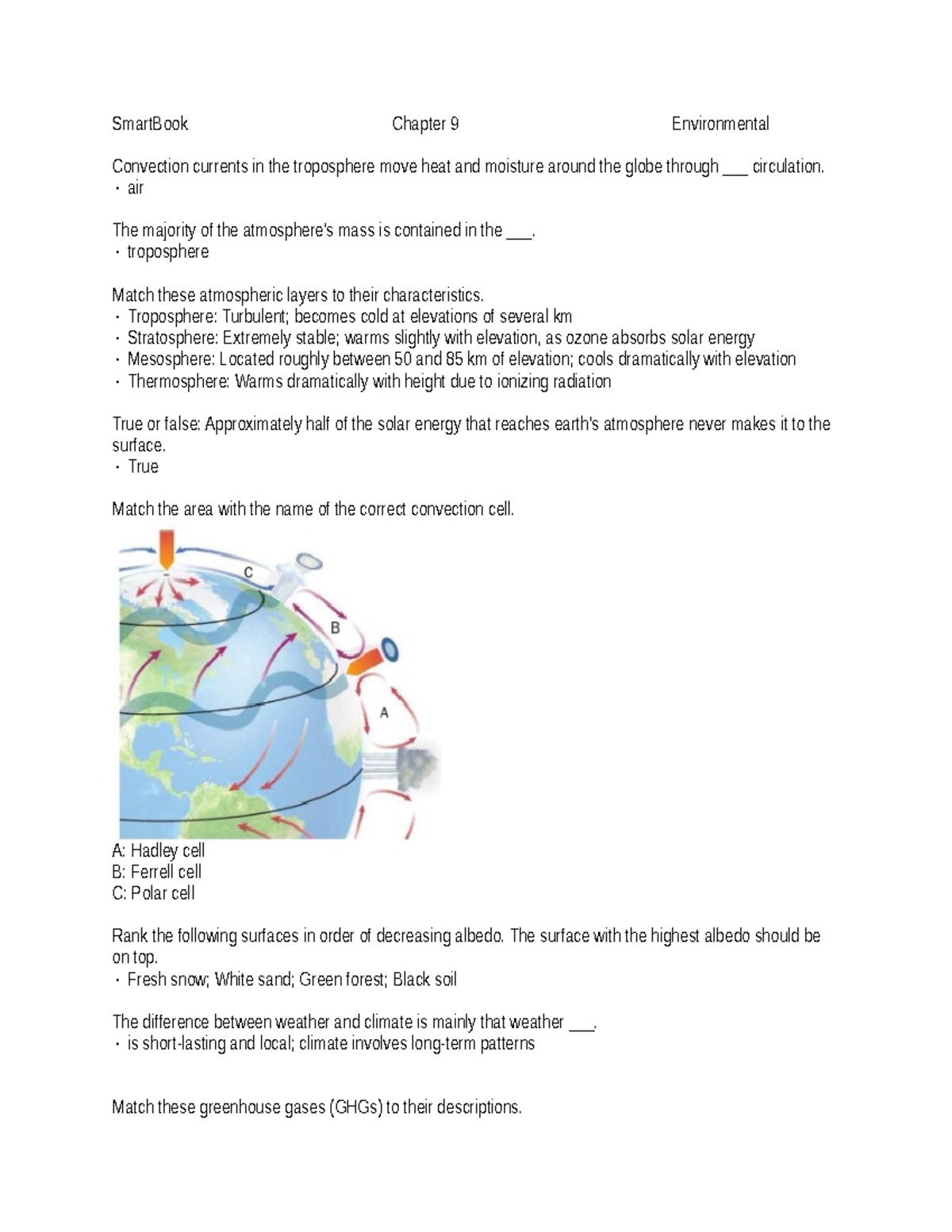 SB Ch 9 - SmartBook - SmartBook Chapter 9 Environmental Convection ...