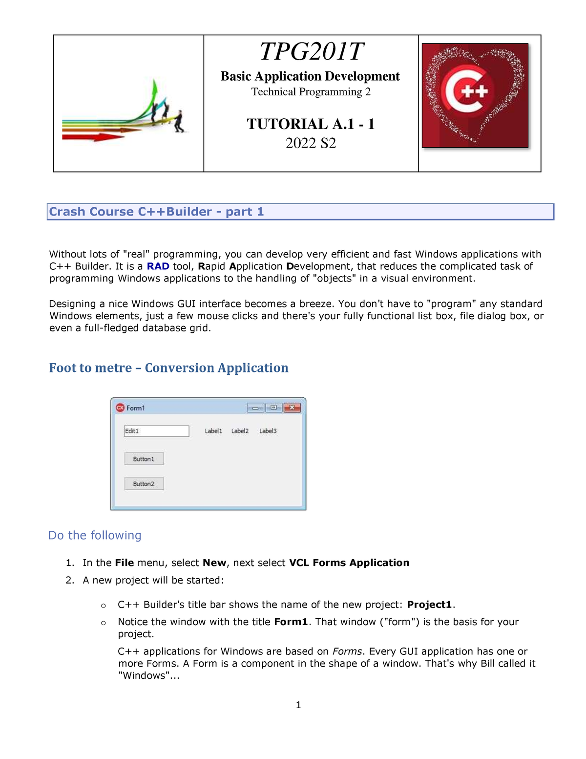 Tutorial 1 2022 S2 - Notes - TPG201T Basic Application Development ...