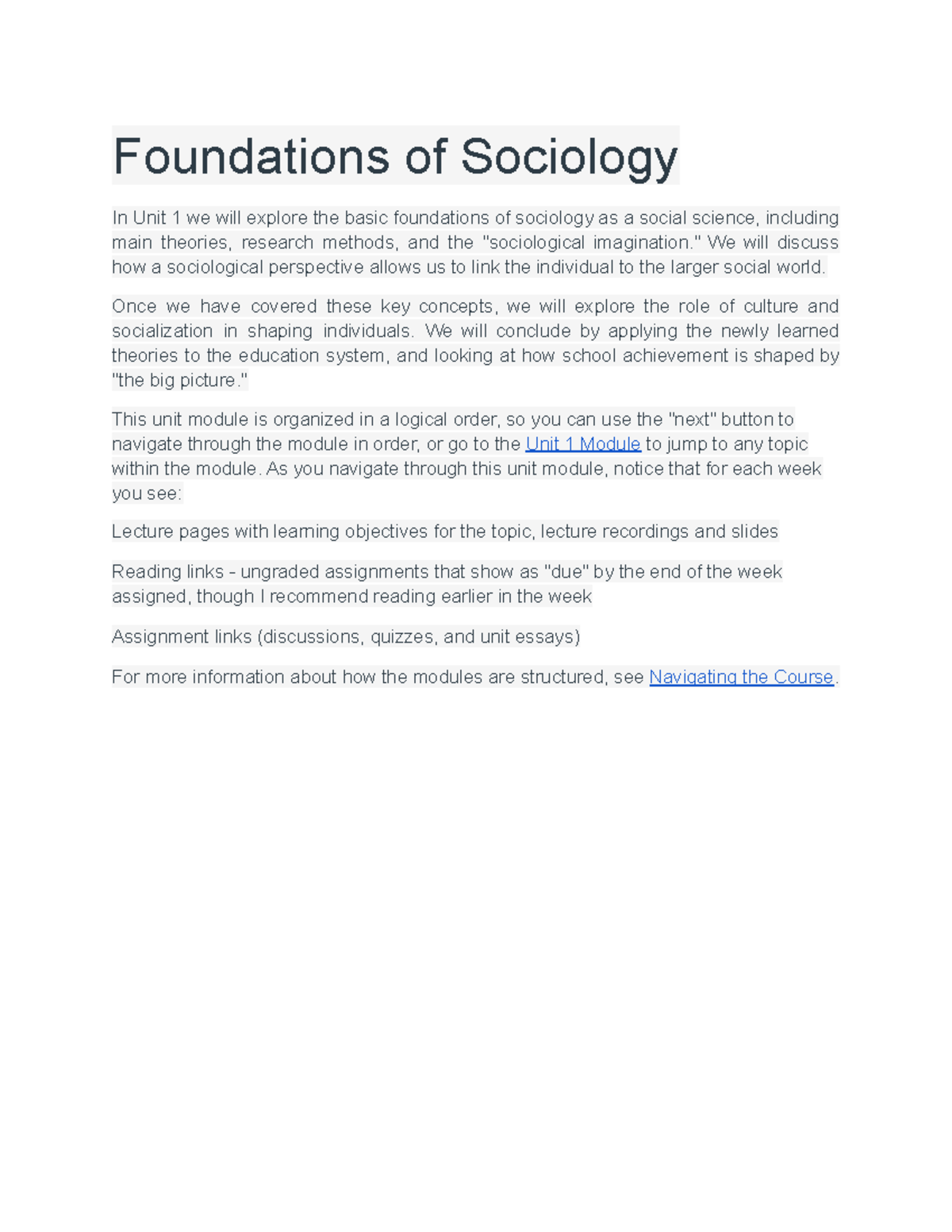 SOCIL 1 - Notes - Foundations Of Sociology In Unit 1 We Will Explore ...