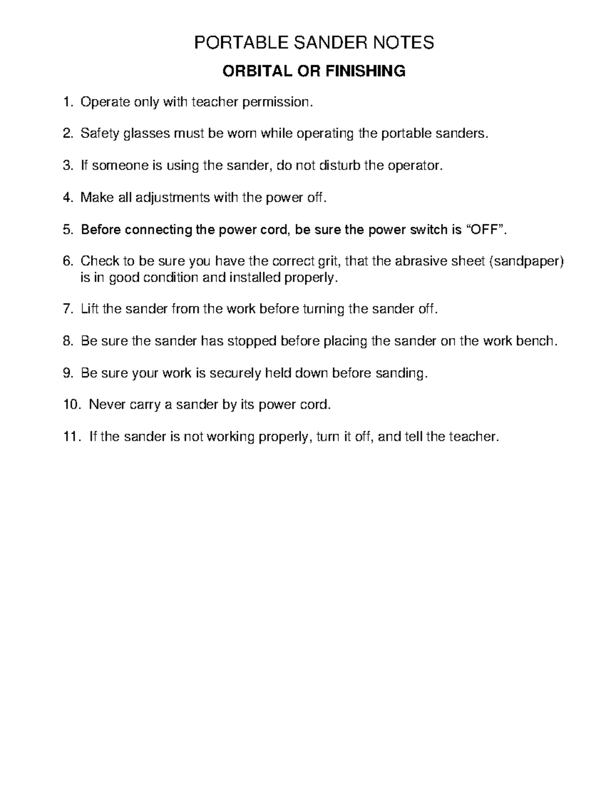 Tool+Portable+sanders+8-13-12 - PORTABLE SANDER NOTES ORBITAL OR ...