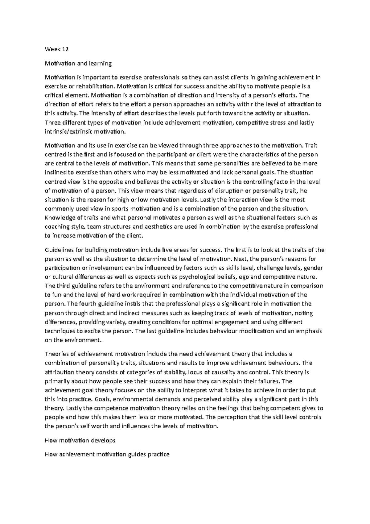 SPS2622 Week 12 - Motivation and Learning - Week 12 Motivation and ...